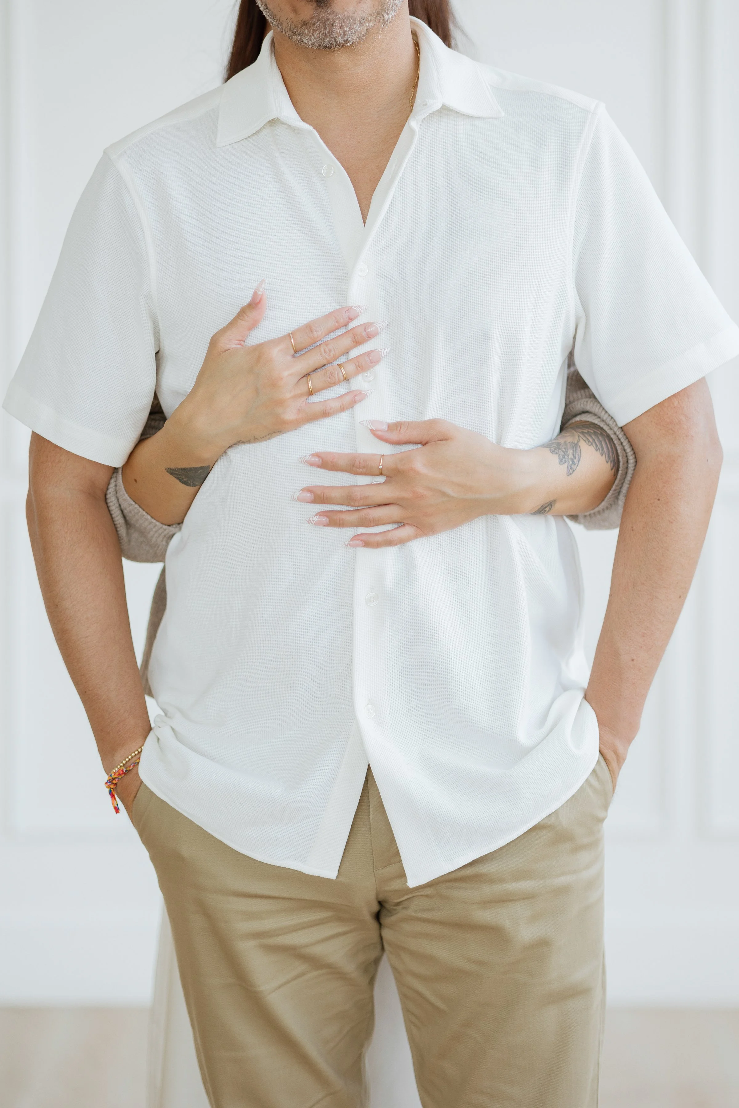 Modern portrait of couple with soft natural light in Houston TX