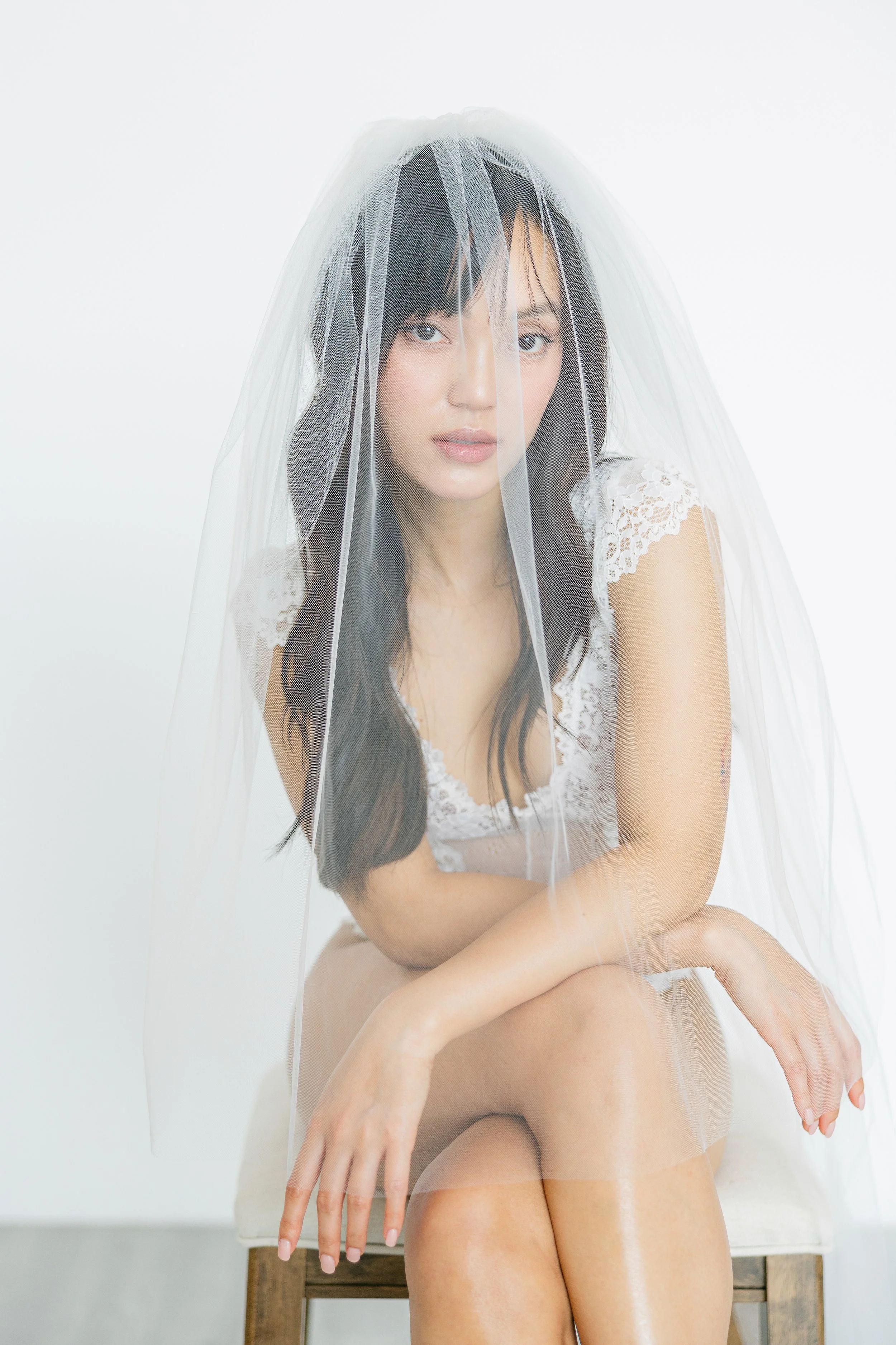Elegant bridal boudoir portrait captured in Houston Texas studio