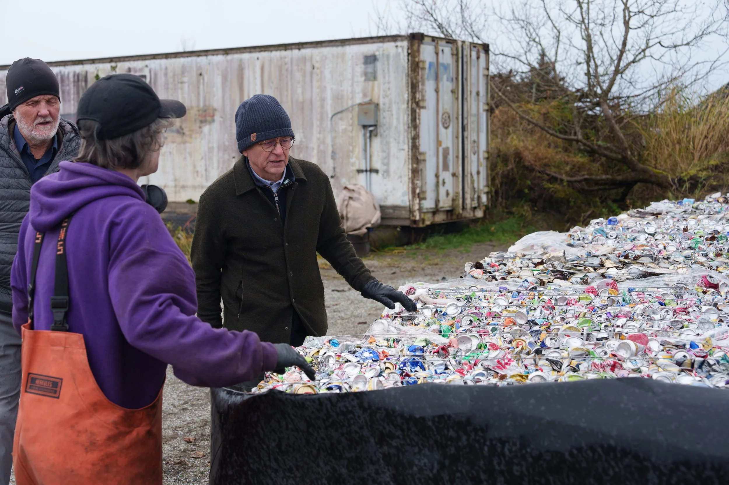Tom in Gustavus_waste facility_recycled cans.jpg