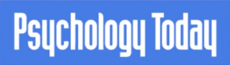 Logo for Psychology Today with white text on a blue background.