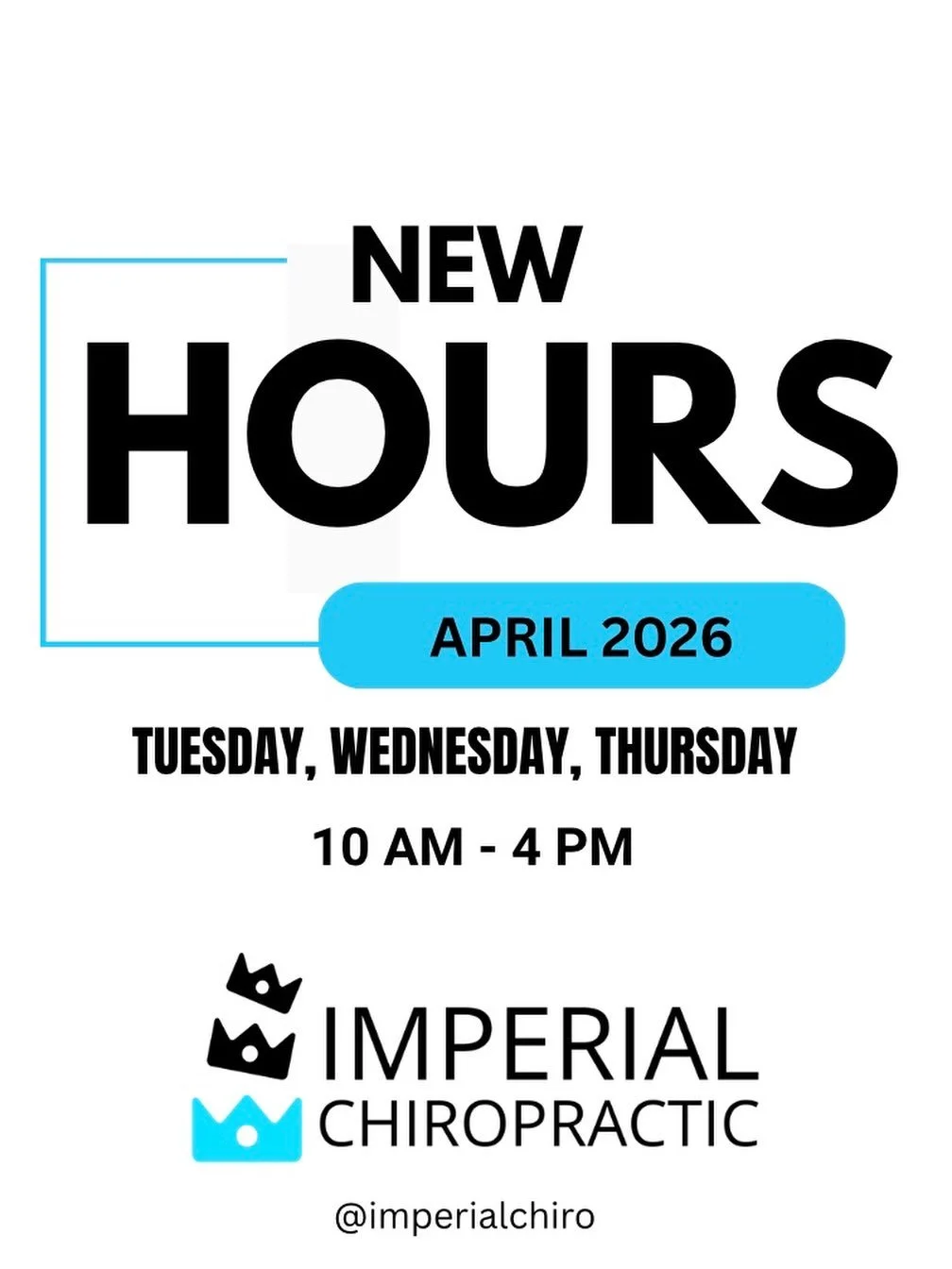 ✨ New Business Hours✨
We&rsquo;ve got a schedule update! 

April now has more availability&mdash; with appointments on Tuesdays, Wednesdays and Thursdays! Flexible days and after-hours appointments are also available upon request.

More days = more o