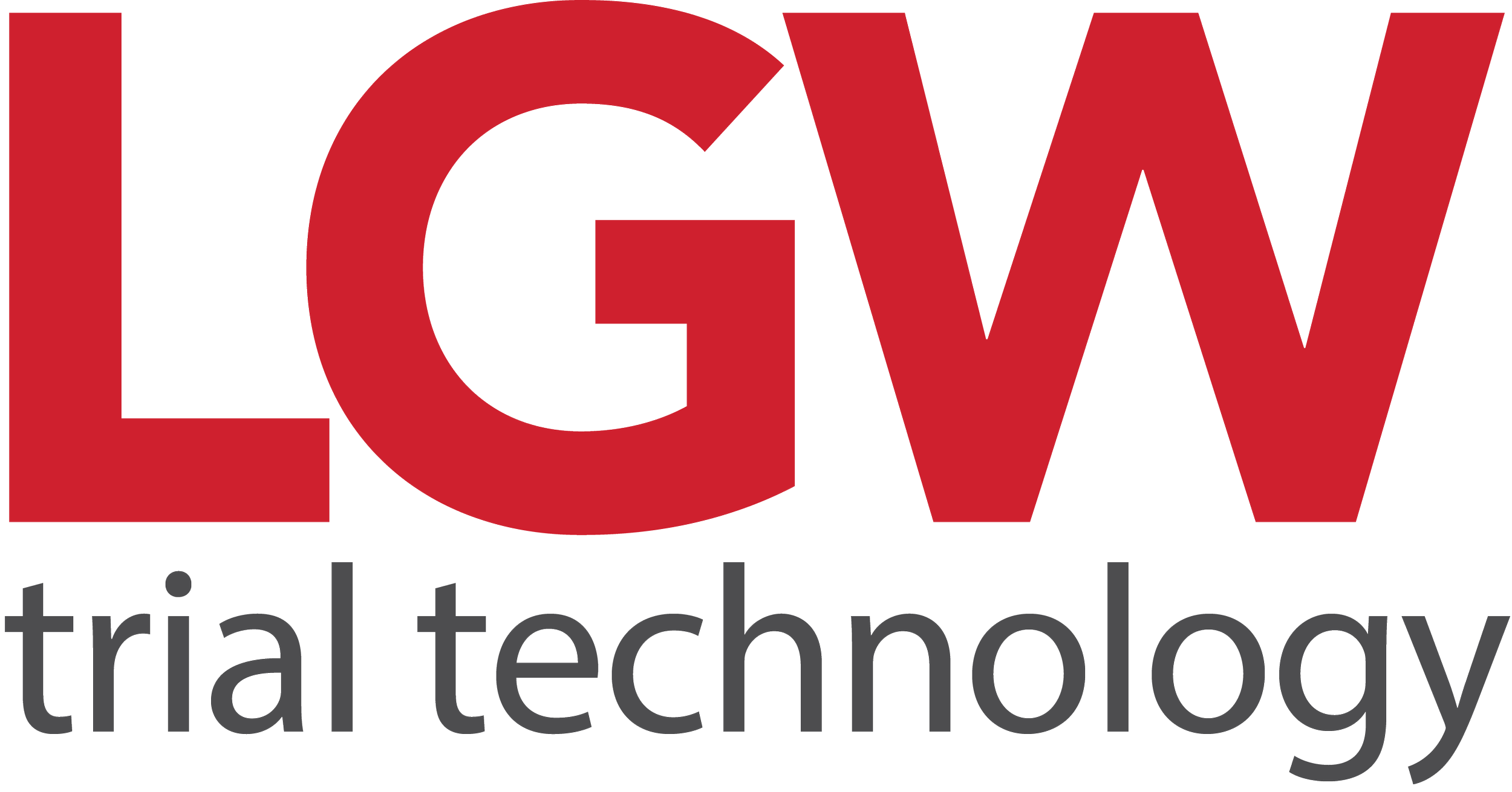 LGW trial technology logo in red and black