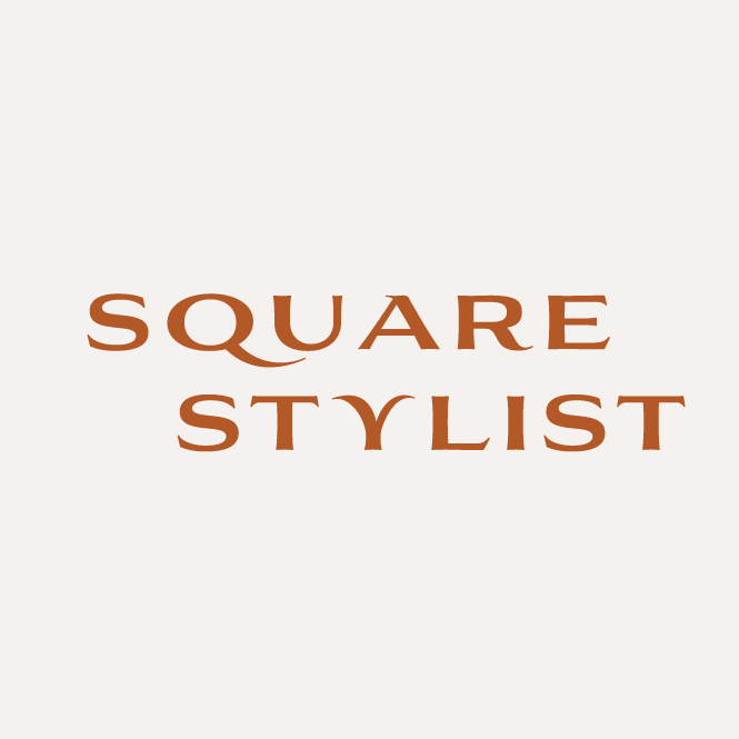Text that reads 'SQUARE STYLIST' in brown letters on a light background.