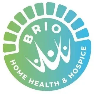 Logo for Brioli Home Health & Hospice, featuring a circular design with green and blue segments, and stylized figures representing care and support.