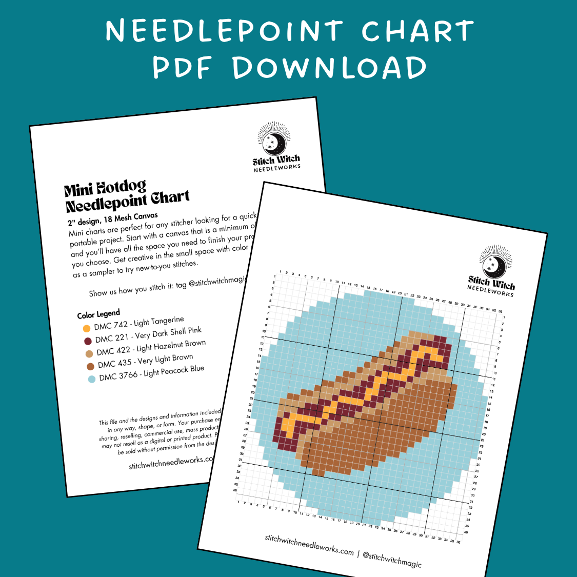 Hotdog Needlepoint Mini Chart