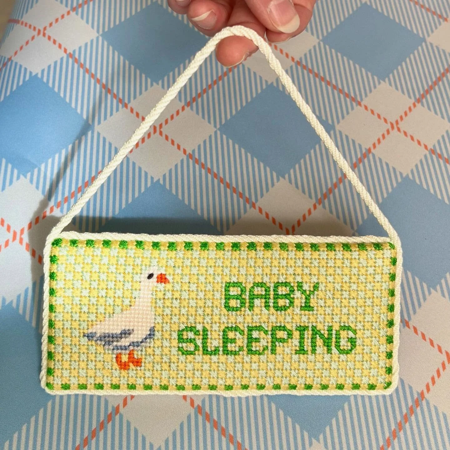 Finished this cutie for @bitchesgetneedlepointstitches while my baby was sleeping. She is such a talented stitcher and designed this gift for a friend herself! #ndlpt #needlepointfinisher