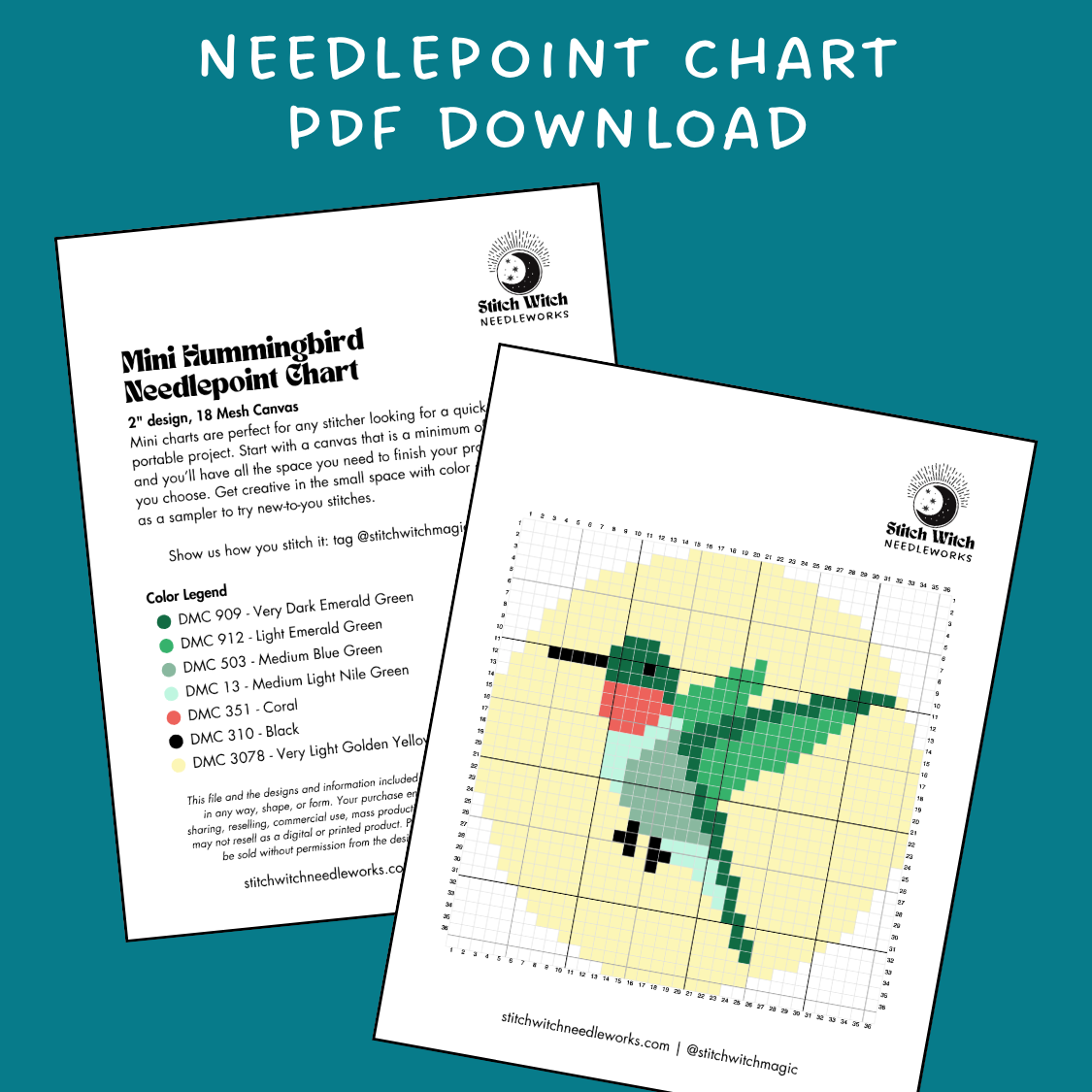 Hummingbird Needlepoint Mini Chart