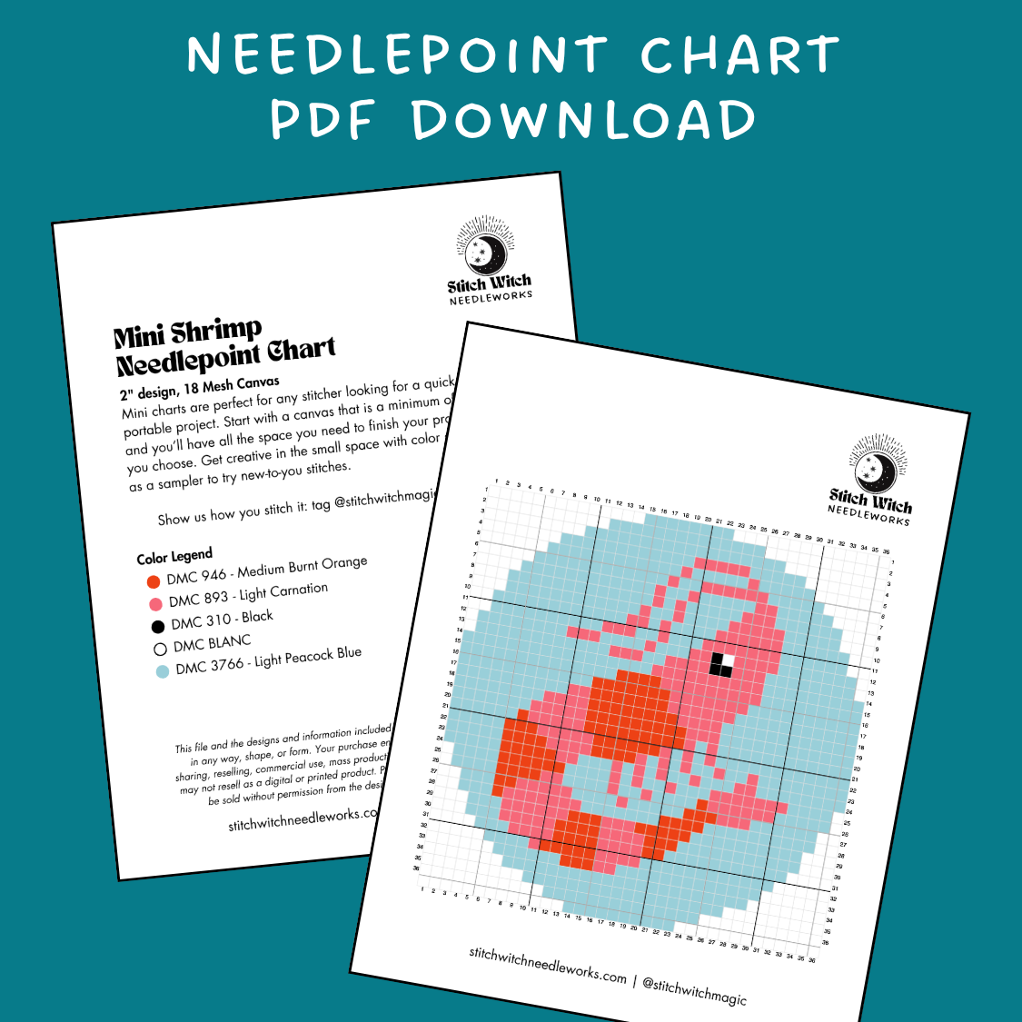 Shrimp Needlepoint Mini Chart