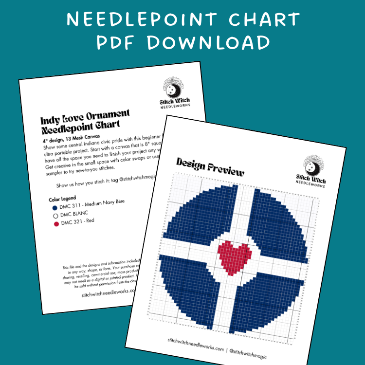 Indy Love Ornament Needlepoint Chart