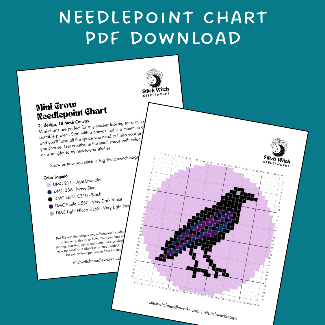 Crow Needlepoint Mini Chart