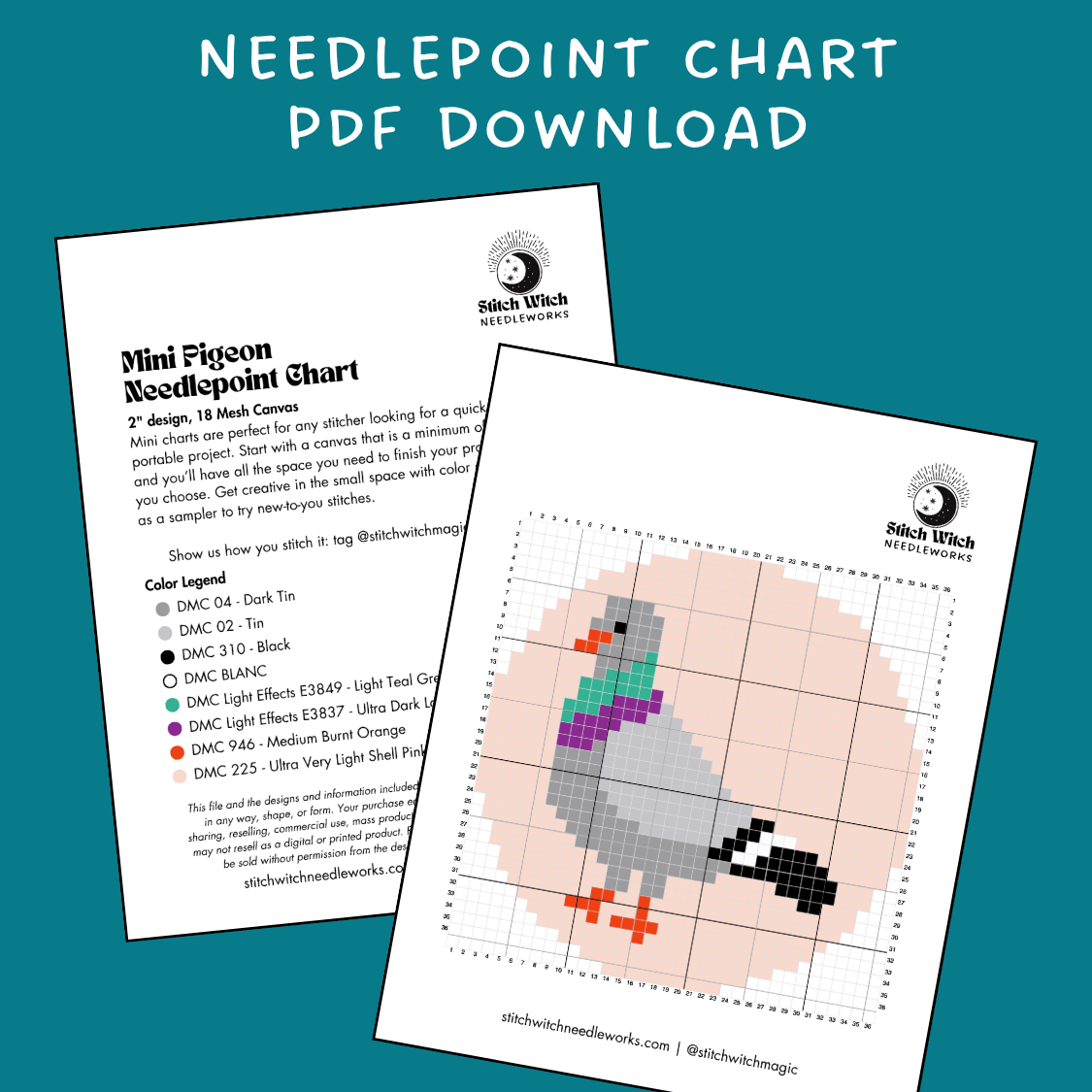 Pigeon Needlepoint Mini Chart