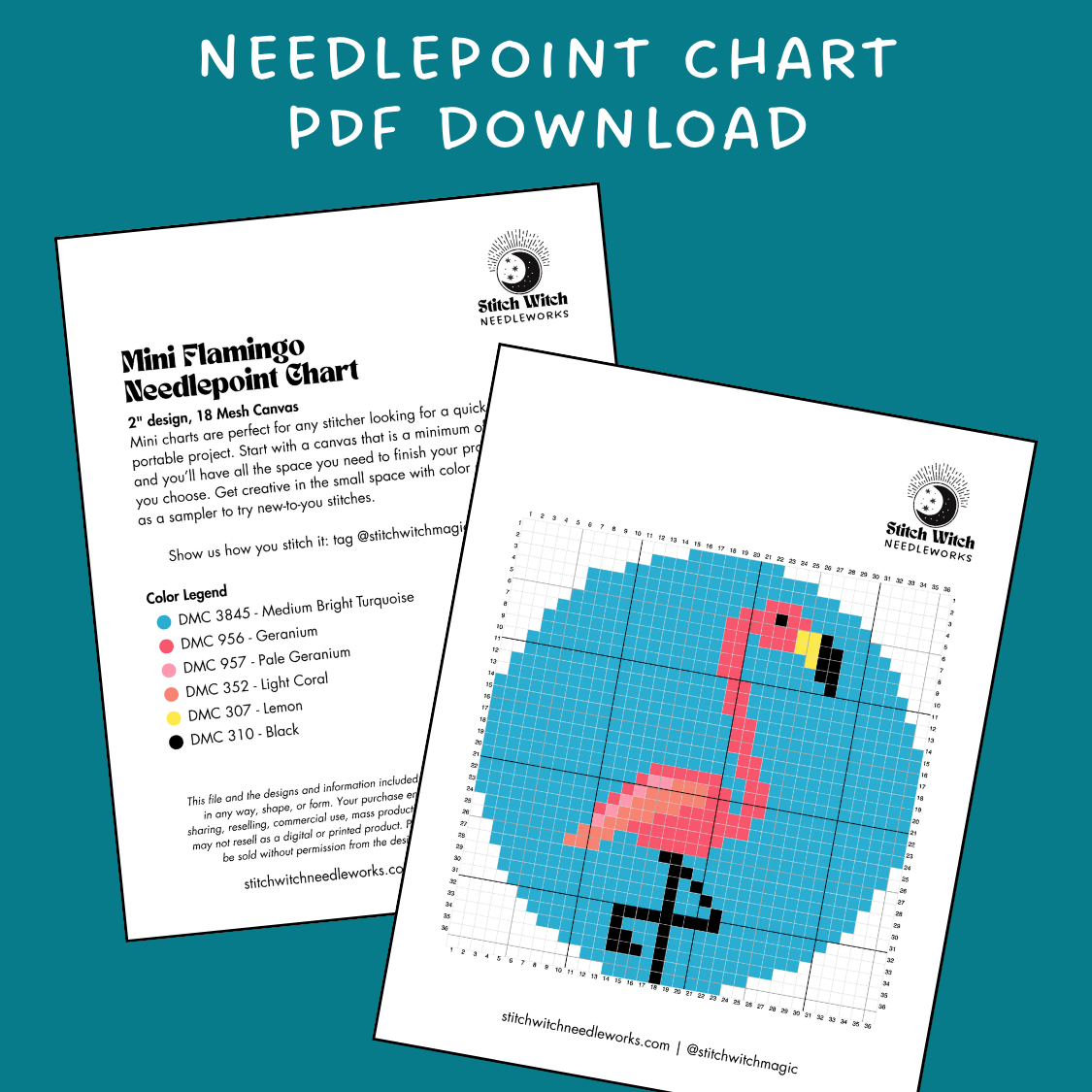 Flamingo Needlepoint Mini Chart