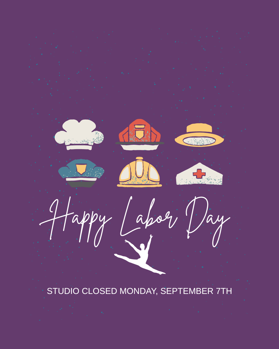 STUDIO CLOSED ON MONDAY, 9/7 FOR LABOR DAY
