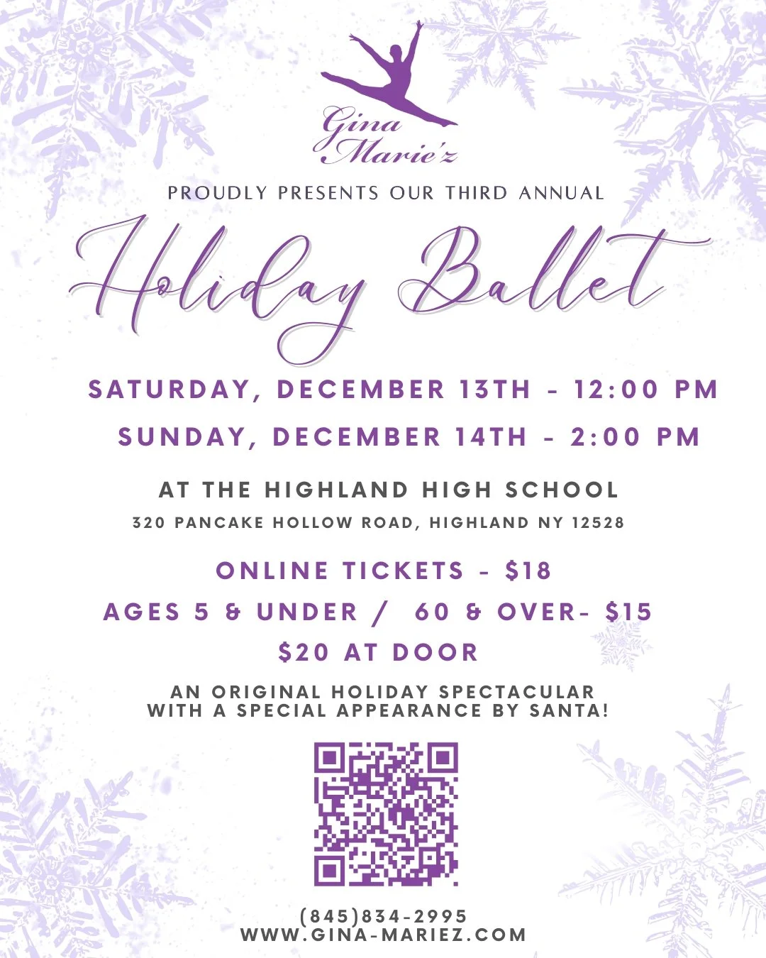 holiday ballet dance showcase december 2025 family show childrens show grinch, santa, rudolph, elves, santa visit