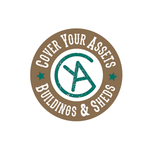 Logo for 'Cover Your Assets Buildings & Shelters' with circular design and stylized initials 'CY' in the center.