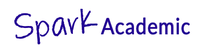 Spark Academic logo with handwritten style text in purple.