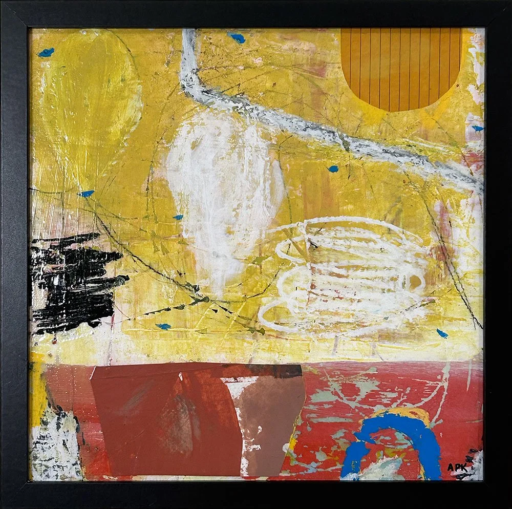 Collage #2  
0723-10
mixed media on panel
12" x 12"
framed  12 3/4"x 12 3/4"
$400