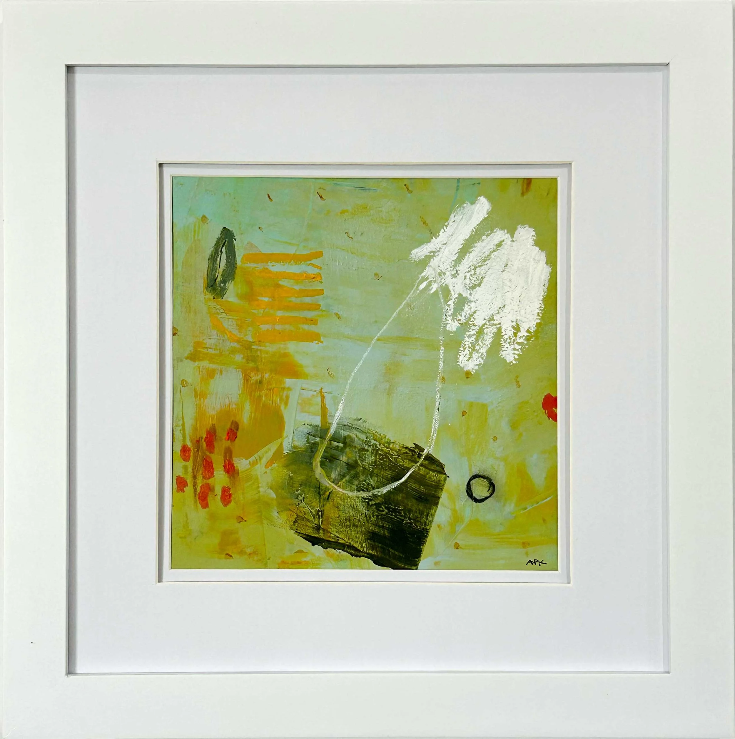 "All In A Row"
0824-15
mixed media on paper
framed 14" x 14"
$350