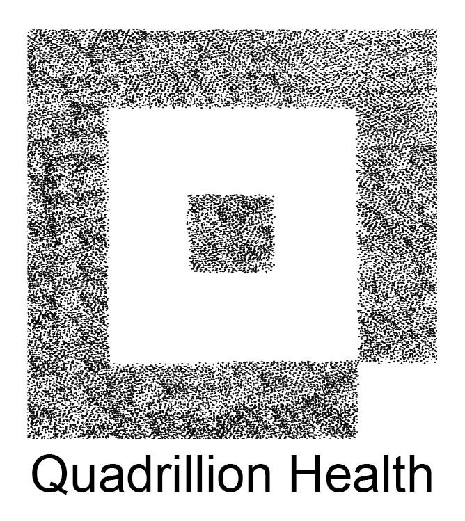 A stylized logo with a pixelated square symbol and the text "Quadrillion Health" beneath it.