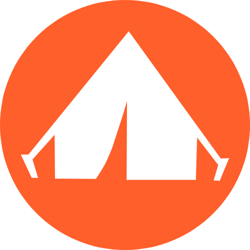 tent camping icon on orange background