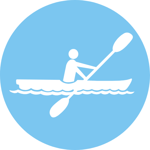 Kayak icon on blue background