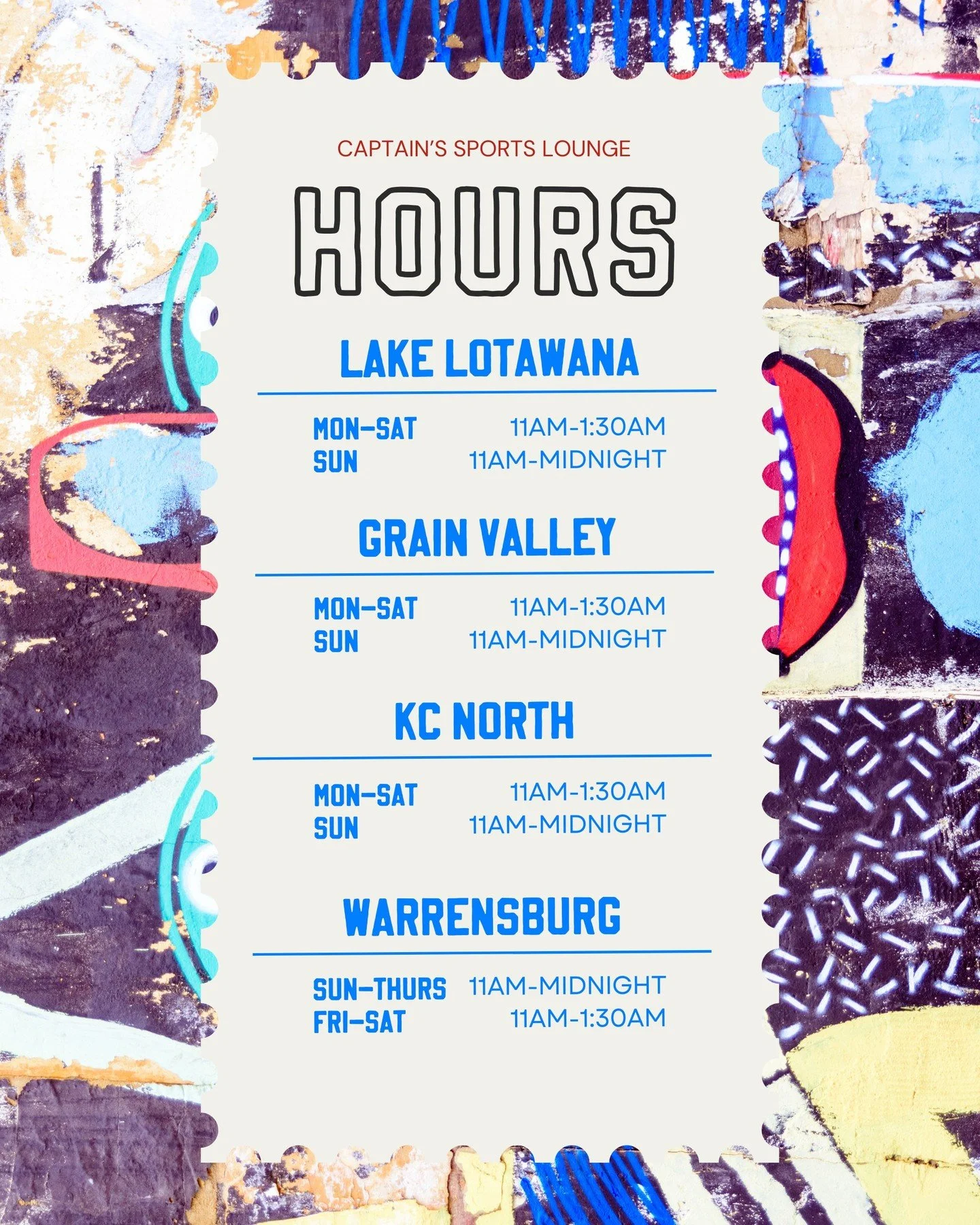 All the wonderful hours you can come and see us! 😙 #captainsSL