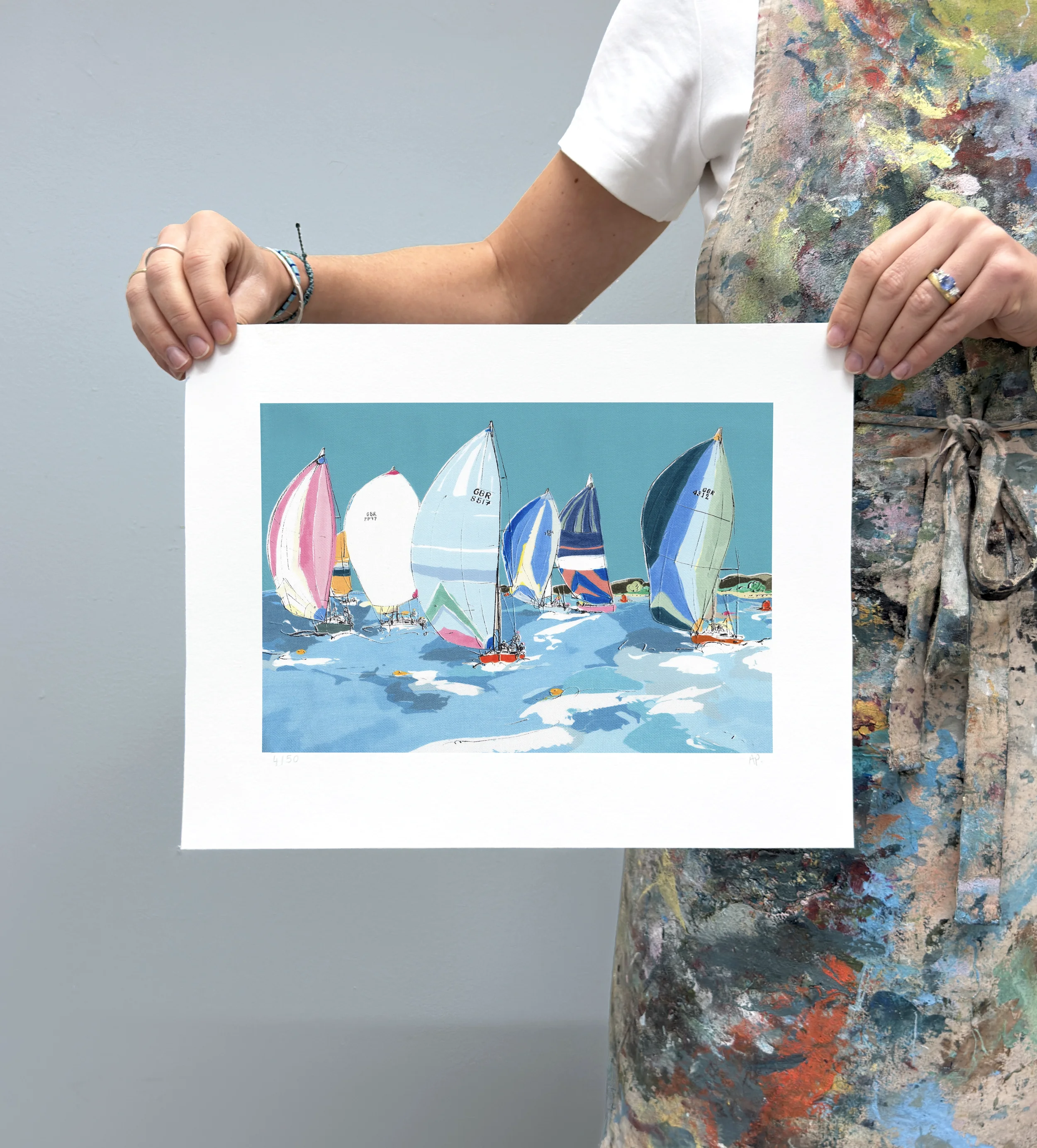 Blue Gennakers in the wind- alex poyner limited edition print.webp