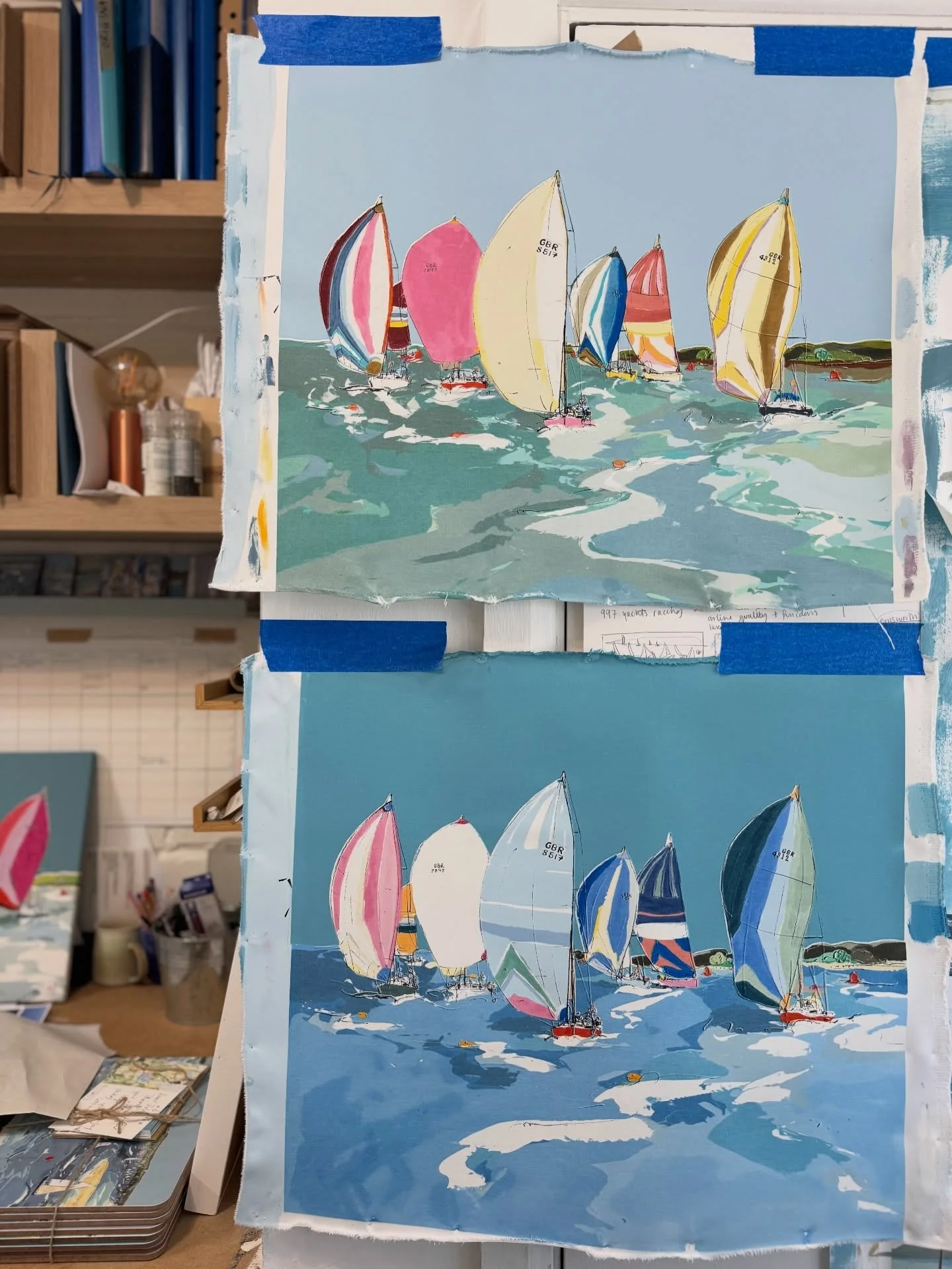Fresh off the screen print table and I&rsquo;m SO excited about these ⛵️✨

The final two pieces in the &lsquo;Gennakers In The Wind&rsquo; series are here and the colours are singing. Inspired by bold sails, movement and that split-second energy of r