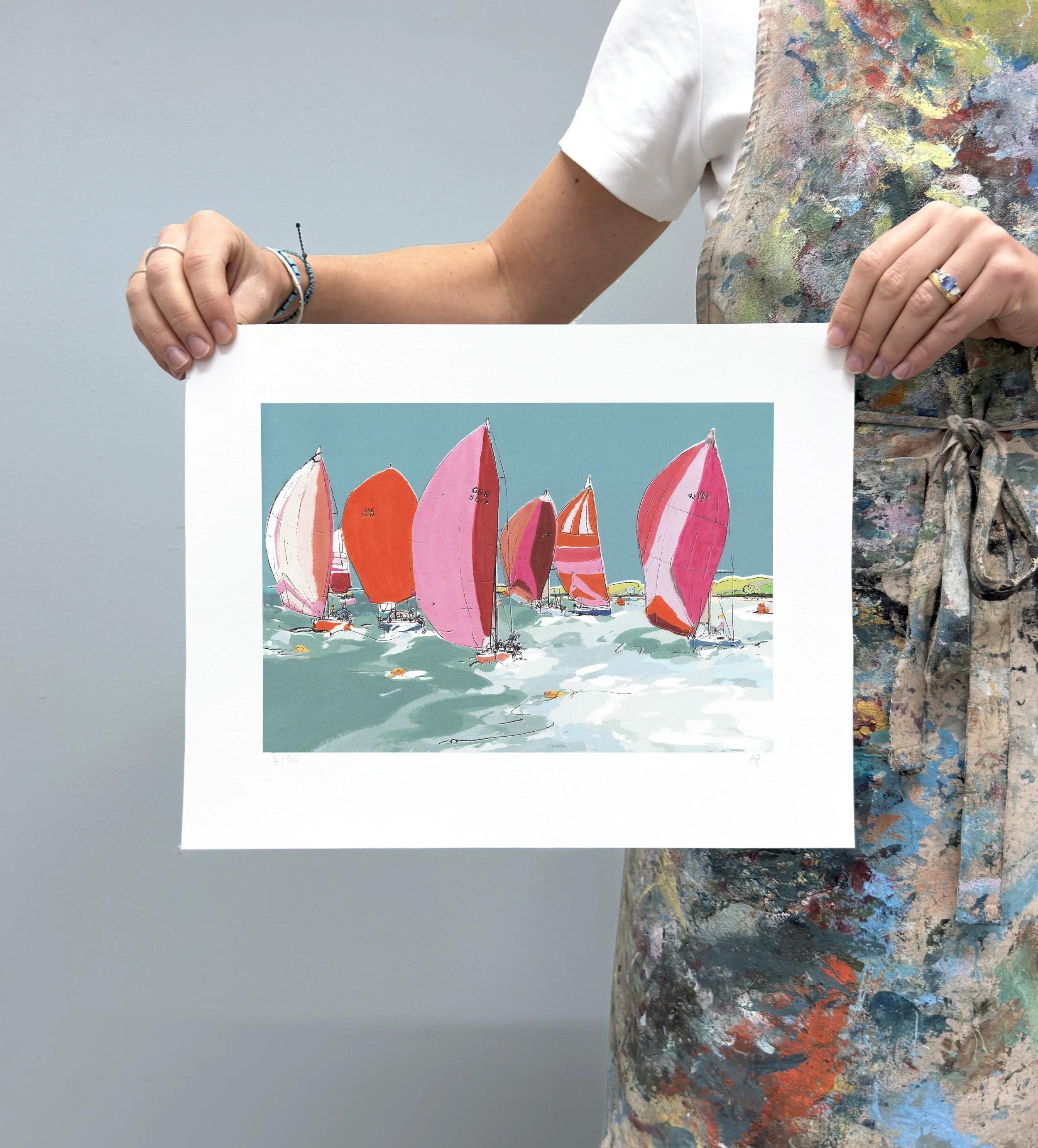 pink Gennakers in the wind- alex poyner limited edition print.webp