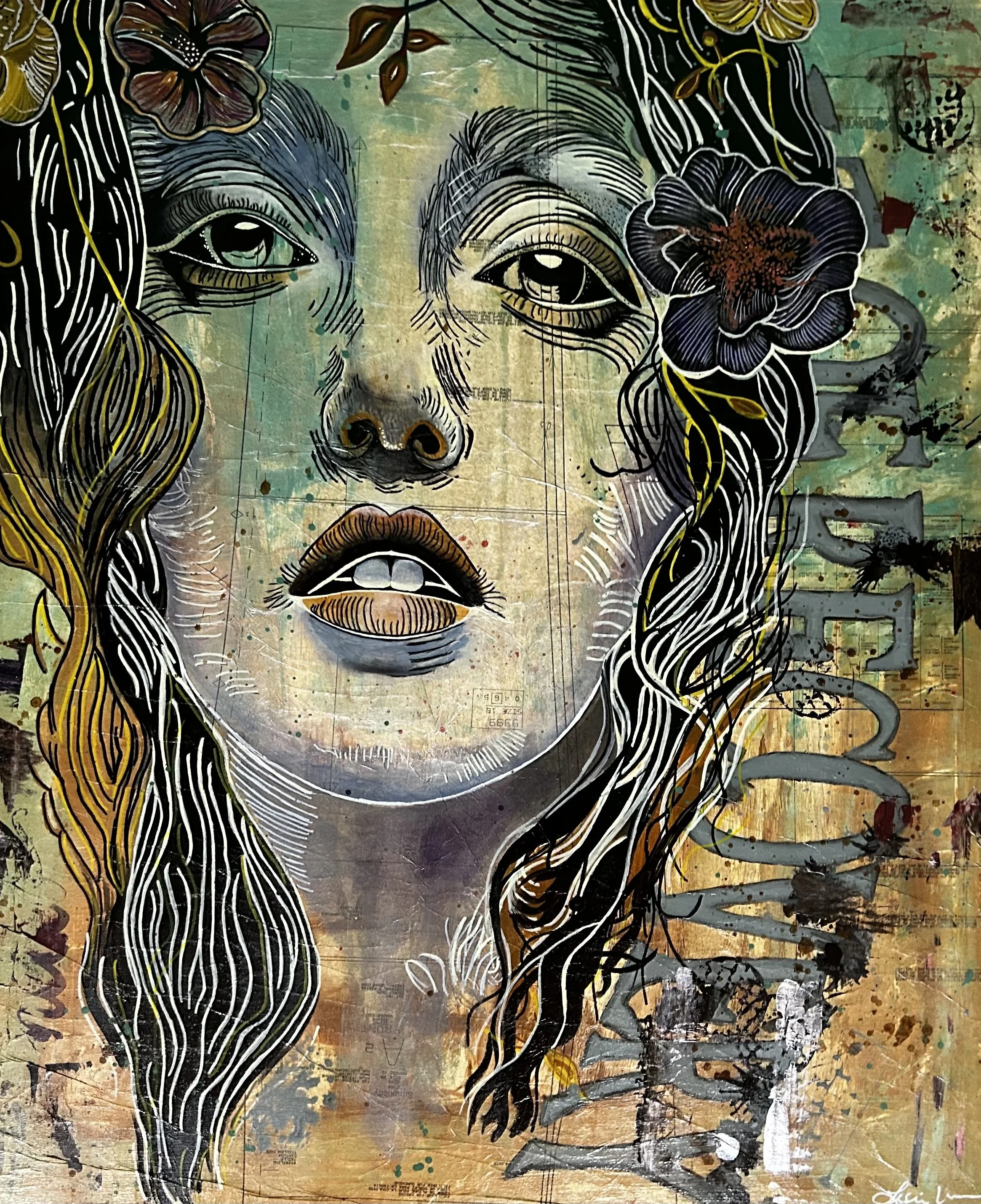 “Recovery Girl” – Mixed Media Portrait Print