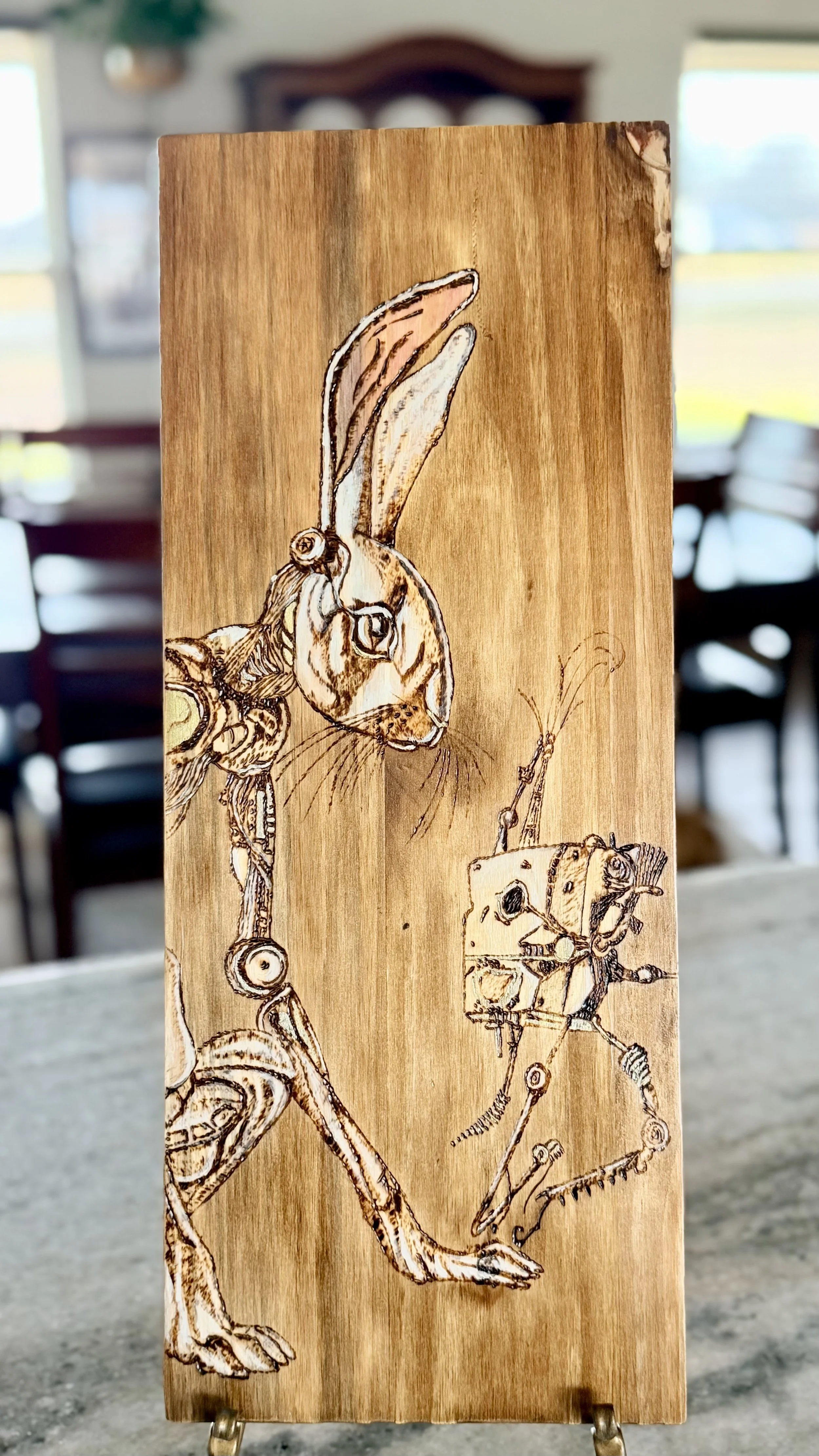White Rabbit #8 – Original Pyrography Artwork on Wood