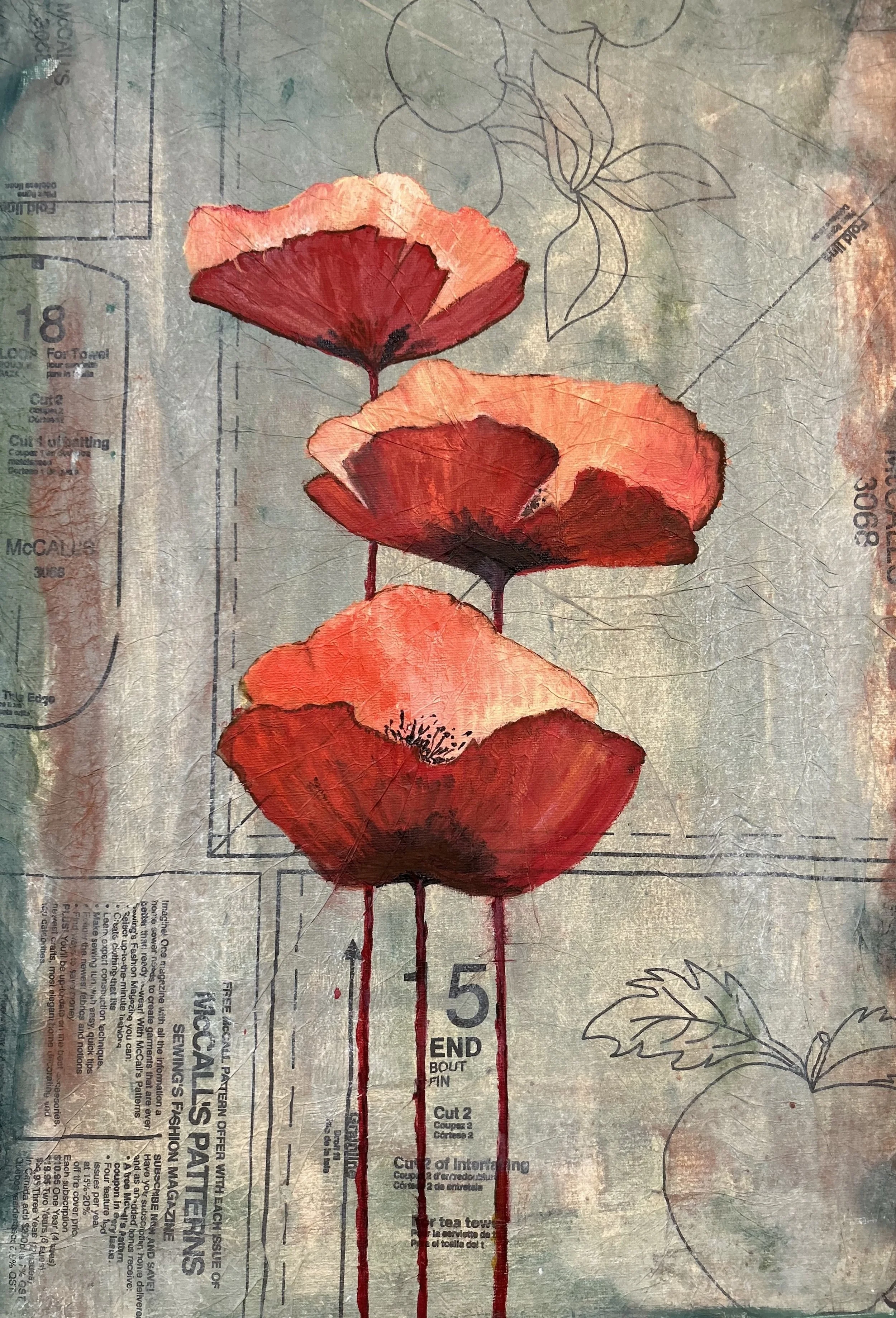 “Irony” – Poppy Mixed Media Fine Art Print