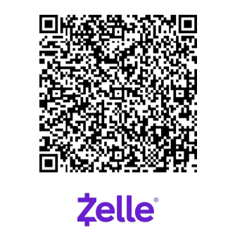 QR code above the Zelle logo in purple.