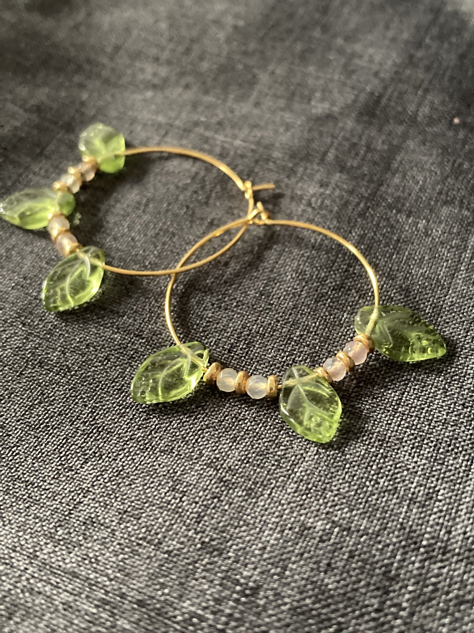 Czech Glass and Rose Quartz Earrings