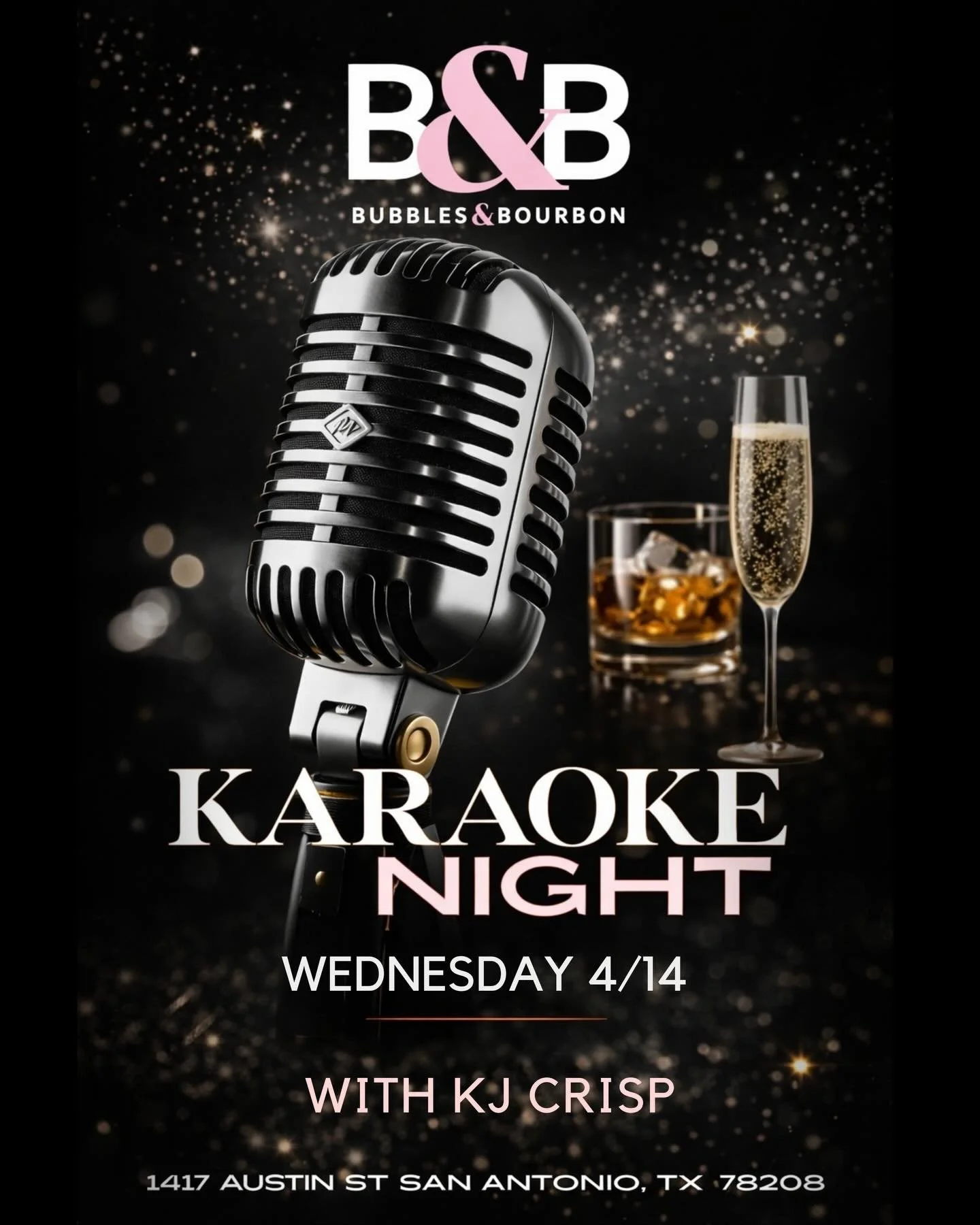 Grab the mic and make it a night 🎤✨

Karaoke Night is going down TOMORROW at Bubbles &amp; Bourbon with KJ Crisp&mdash;so warm up those vocals and bring the energy. Whether you&rsquo;re hitting every note or just here for the vibes, we&rsquo;ve got 