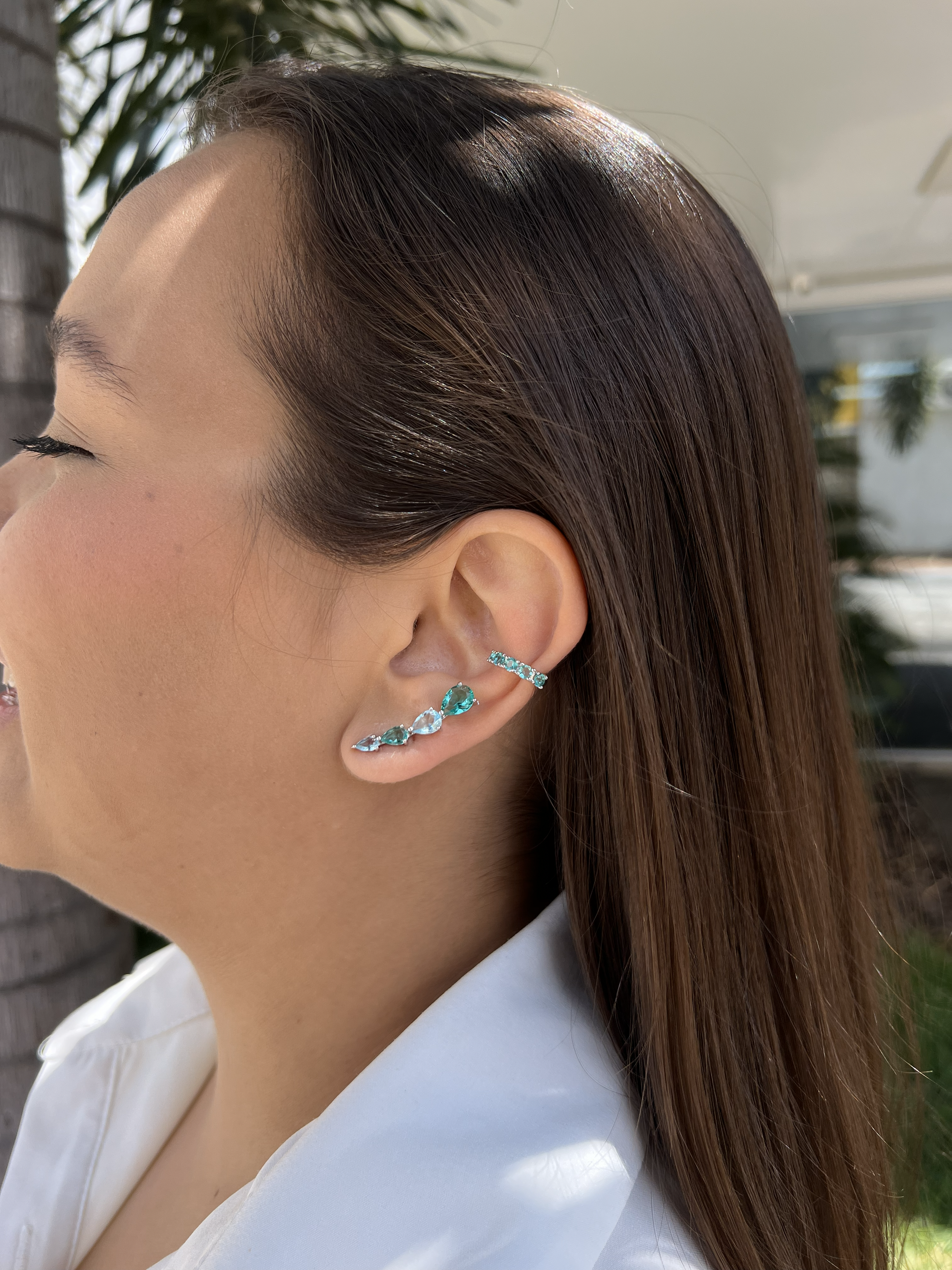 Brinco Ear Cuff Pedras Gota