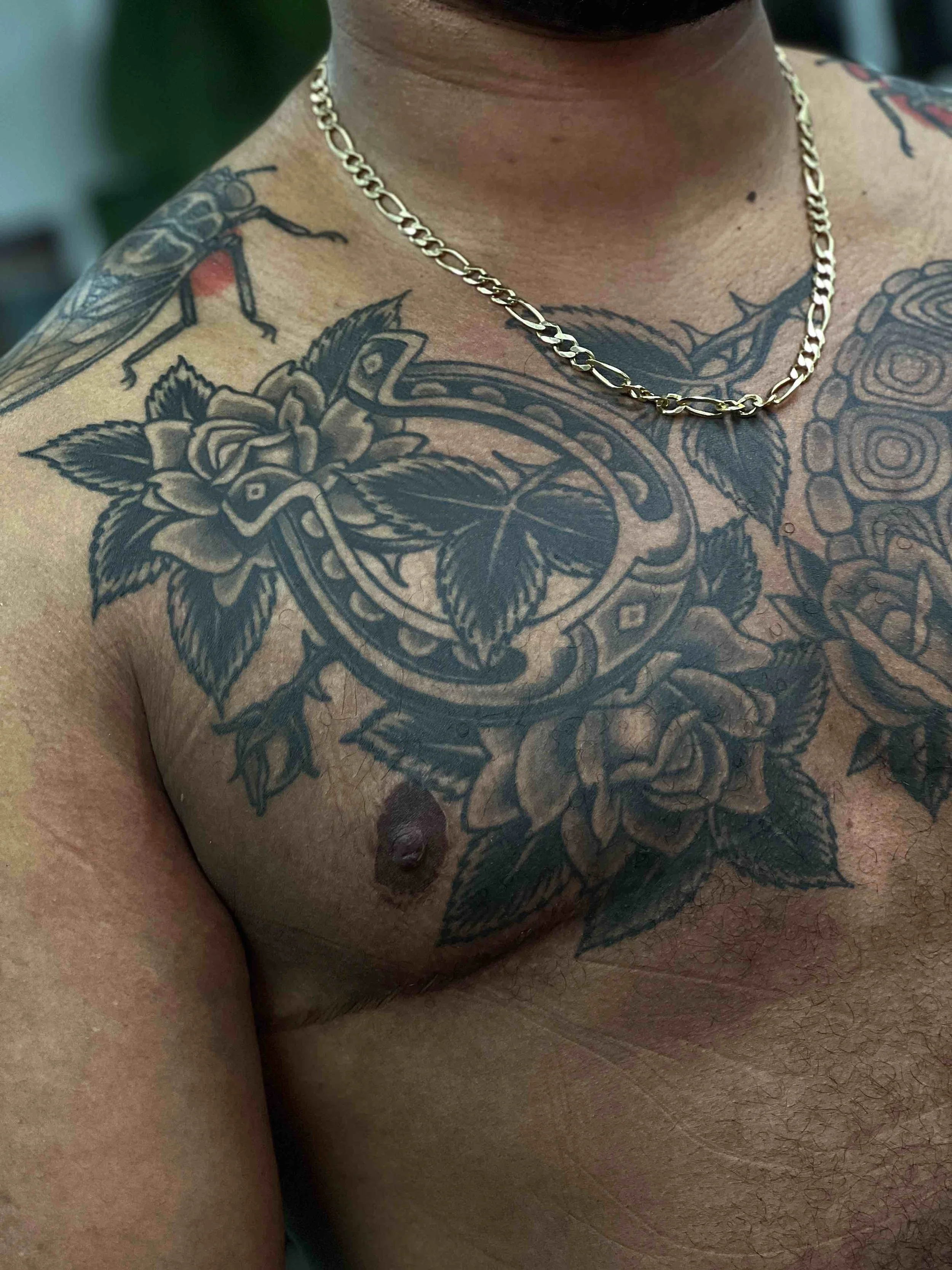 Healed Traditional Roses Tattoo by Wes Holland at Lightwork Tattoo in Sandy Springs, Ga