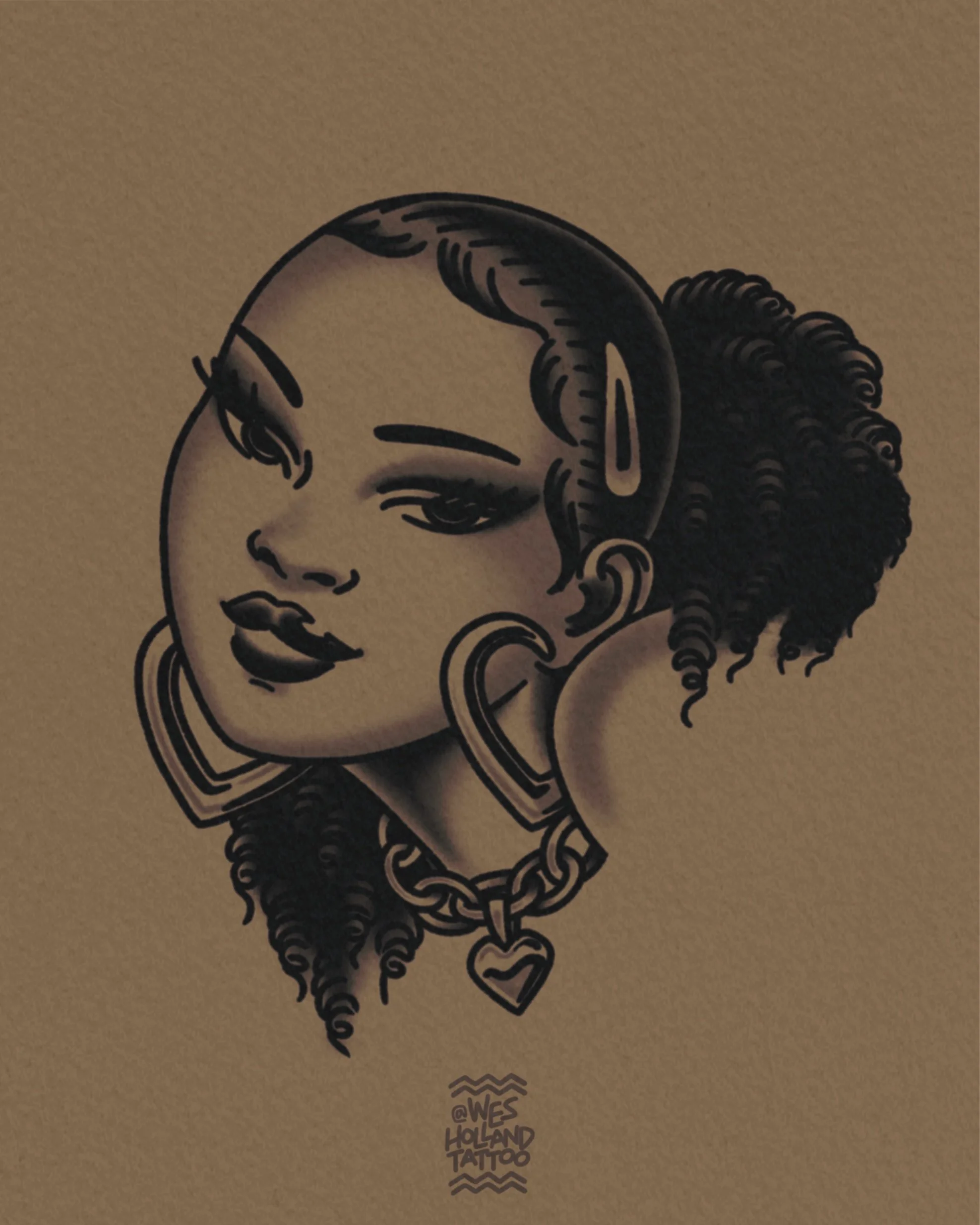 Afro-americana flash by Wes Holland — Lightwork Tattoo · Sandy Springs, Atlanta, Ga