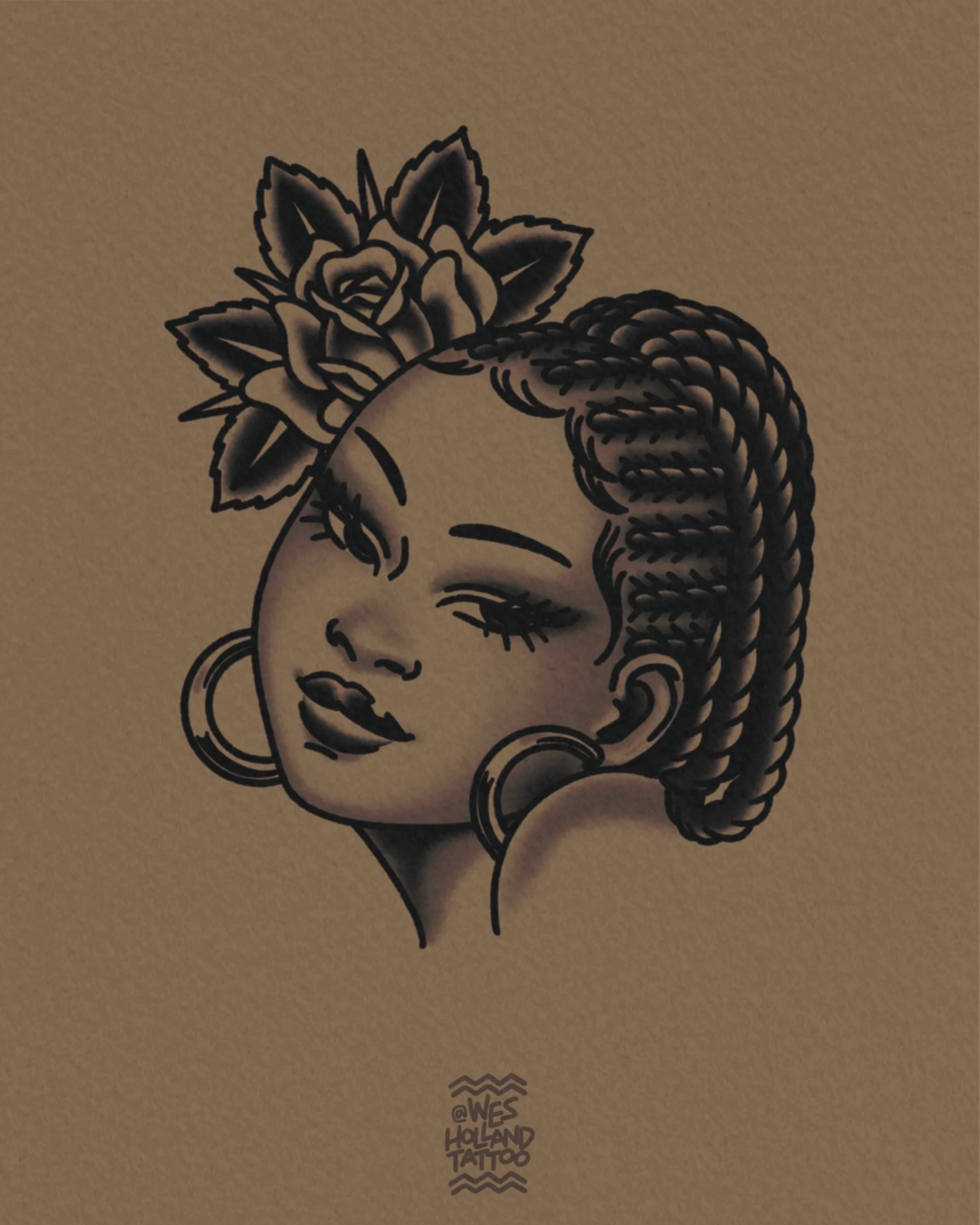 Afro-americana flash by Wes Holland — Lightwork Tattoo · Sandy Springs, Atlanta, Ga