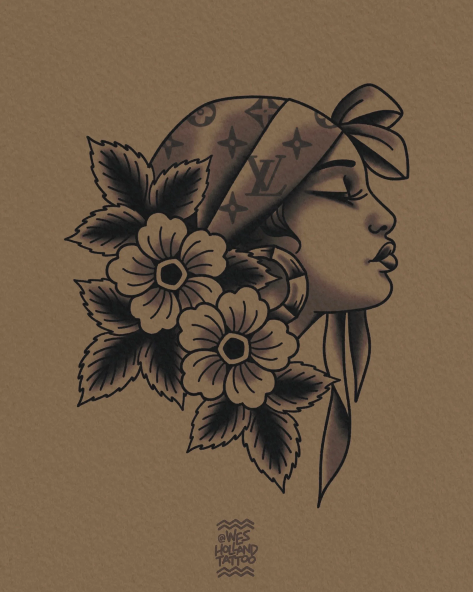 Afro-americana flash by Wes Holland — Lightwork Tattoo · Sandy Springs, Atlanta, Ga
