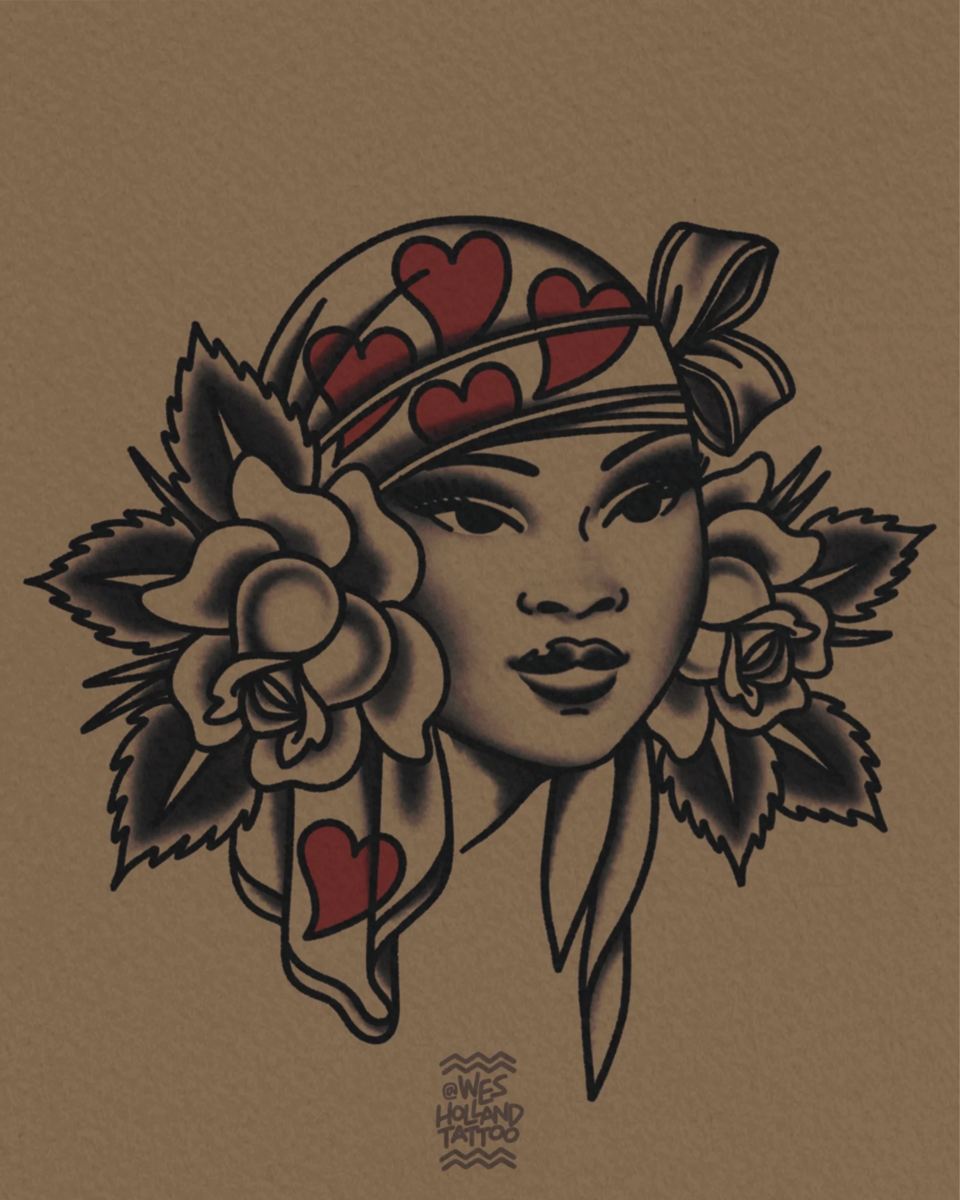 Afro-americana flash by Wes Holland — Lightwork Tattoo · Sandy Springs, Atlanta, Ga
