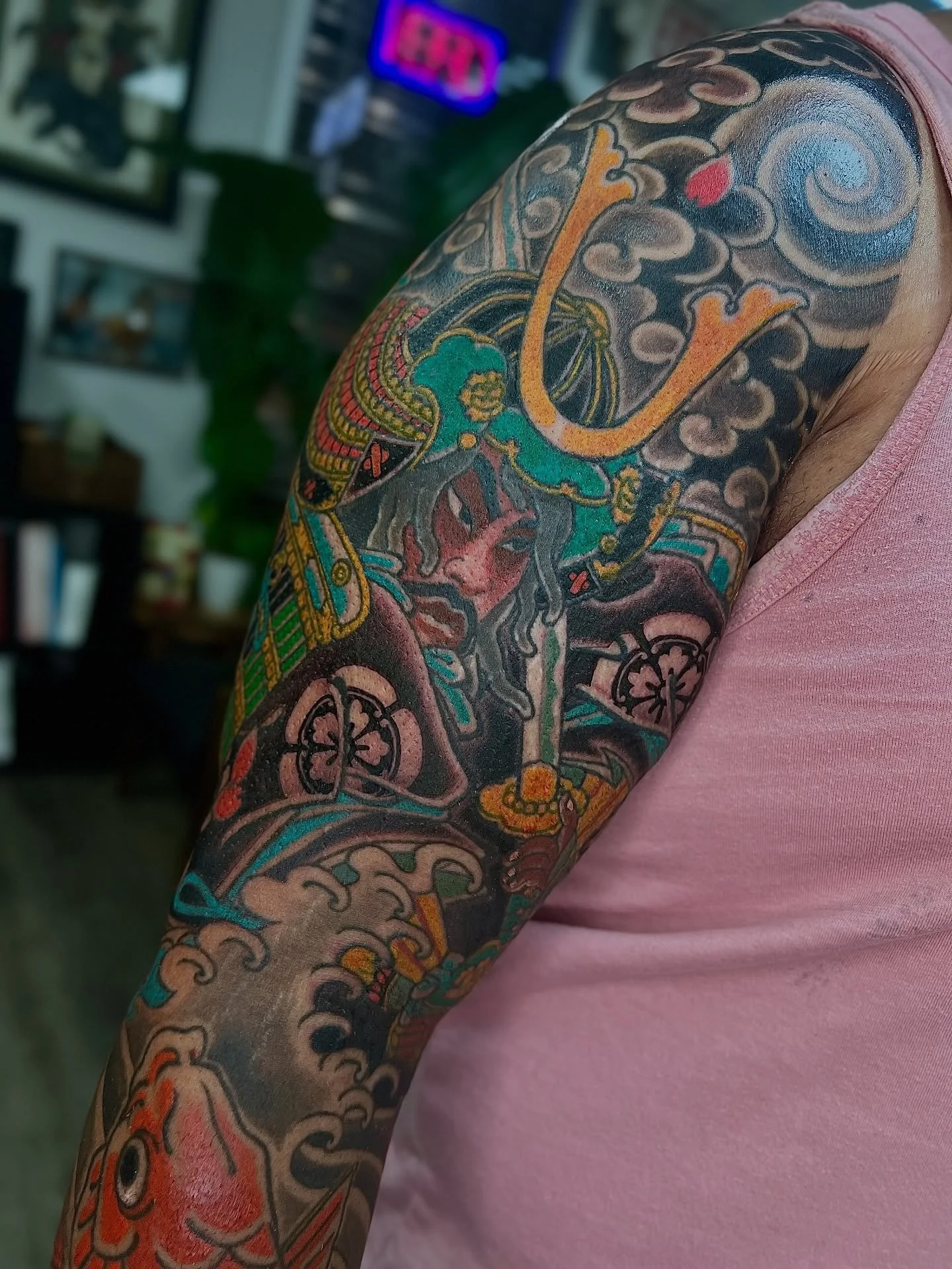 Yasuke and koi sleeve tattoo completed, thanks Anthony! @lightworktattoo