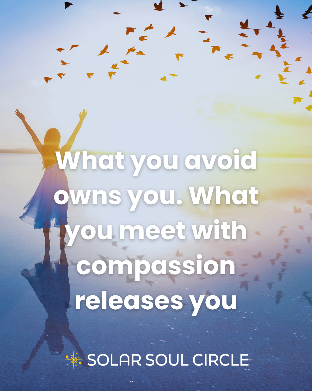 Shadow work quote about compassion, emotional avoidance, and release