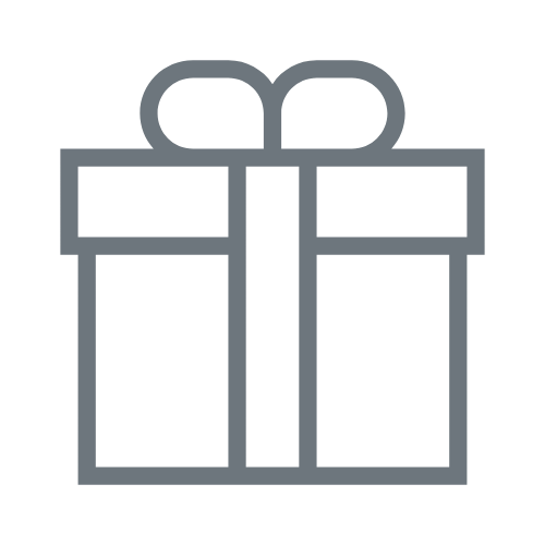 Line drawing of a wrapped gift box with a bow on top.