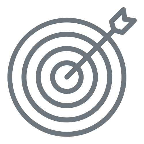 A target with concentric circles and an arrow hitting the bullseye.