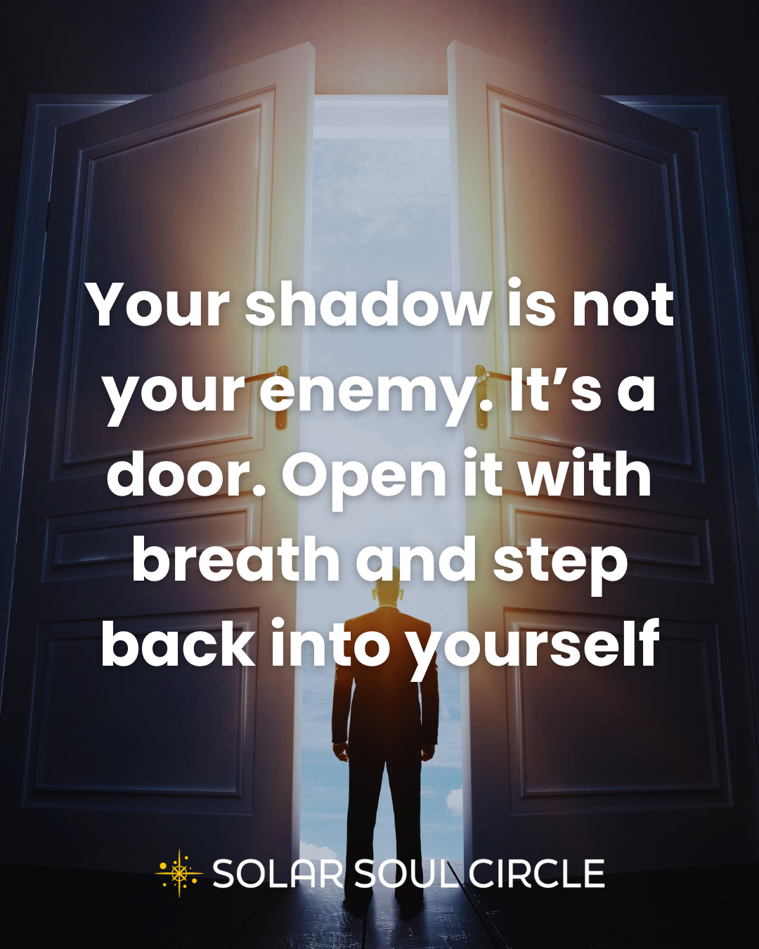 Shadow work quote about emotional safety, breath, and returning to the self