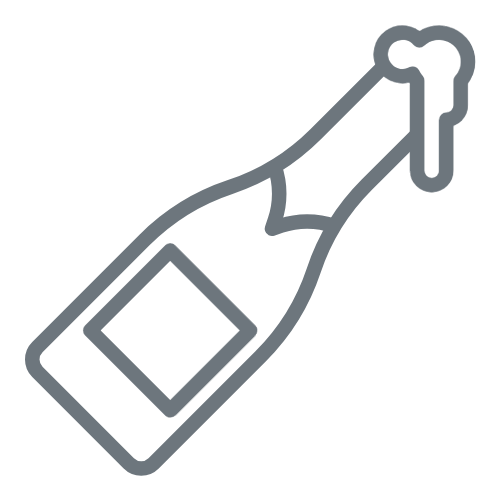Icon of a champagne bottle with a cork popping out.