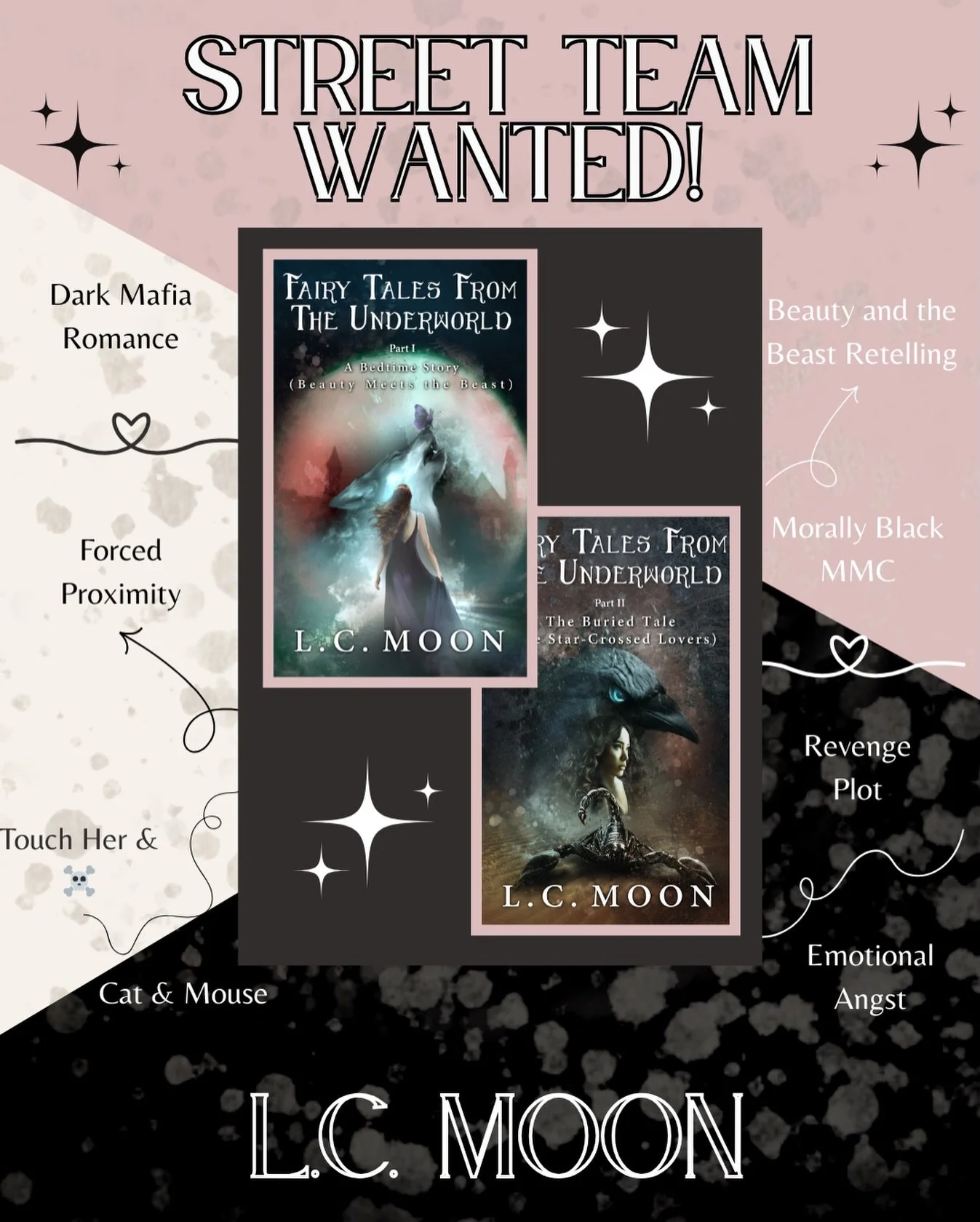 We are so excited to invite you to be part of @lcmoonattic Street Team! We are looking for a team of dedicated influencers that are genuinely excited about her Fairy Tales From the Underworld series. This campaign will focus on Volumes I &amp; II - A