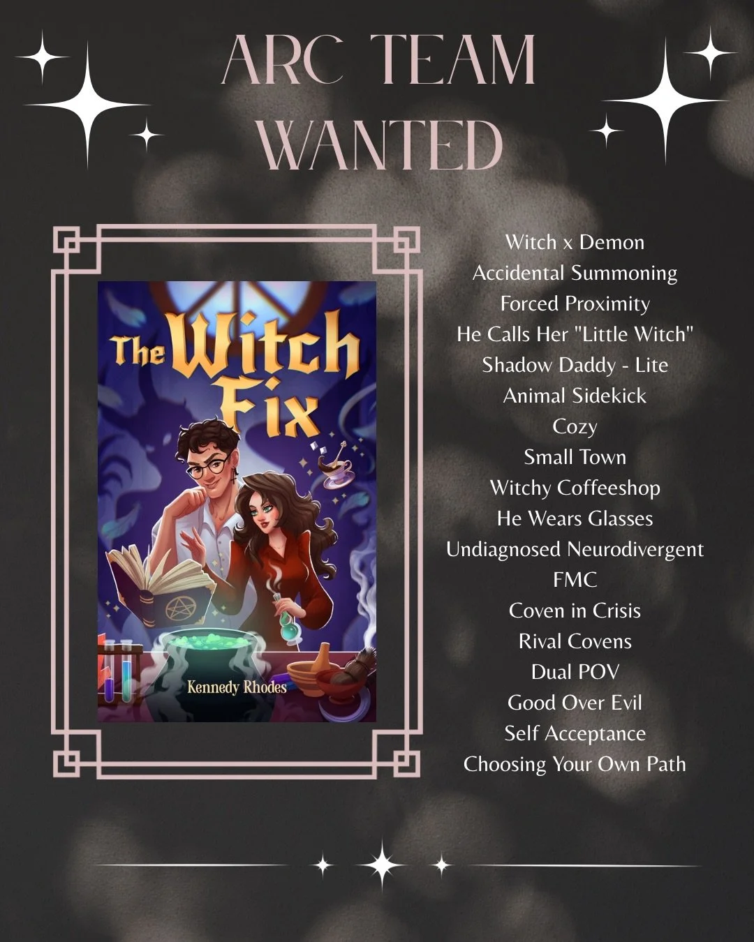 🗣️ LAST CALL TO SIGNUP FOR THE ARC FOR &ldquo;The Witch Fix&rdquo; by @kennedyrhodesbooks! 🗣️

The Witch Fix is perfect for fans of Practical Magic and lovers of cozy, feel good fall reads. You&rsquo;ll find your favorite witchy tropes like acciden