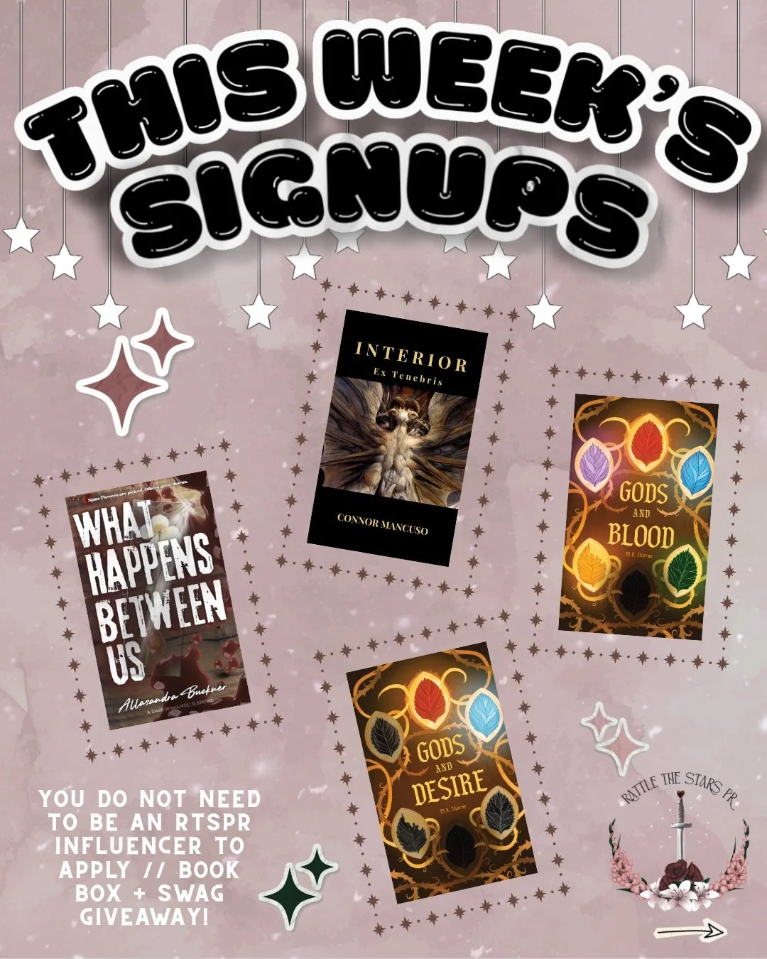 We have three new ARC team signups posted this week! 🎉

&ldquo;What Happens Between Us&rdquo; by @byallasandra 
&ldquo;Interior: Ex Tenebris&ldquo; by @ink_and_entropy 
&ldquo;The Thornbound Saga&rdquo; by @m.r.thorne 

Don't forget, "Relamweav